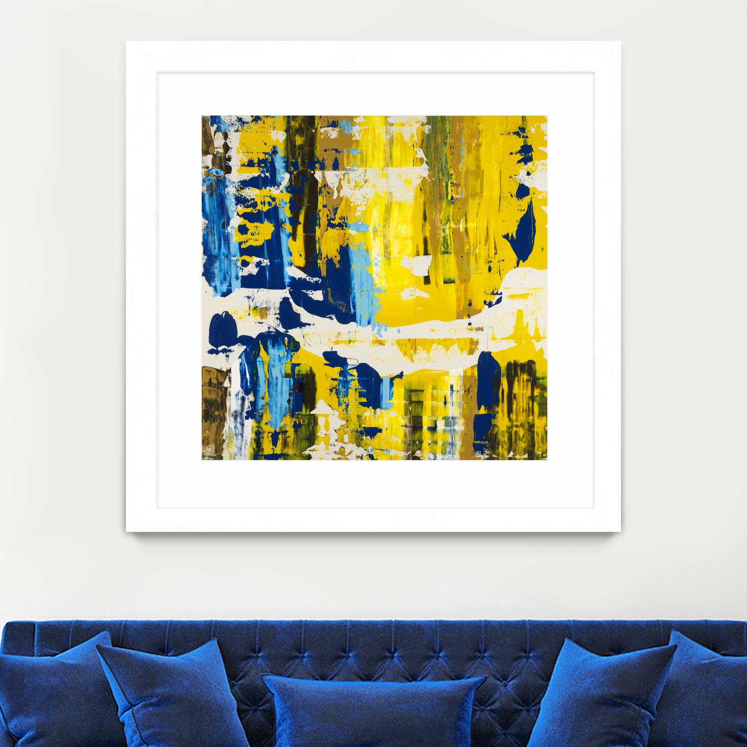 Old Yeller With Blue Velocity by Jeff Iorillo on GIANT ART - blue abstract