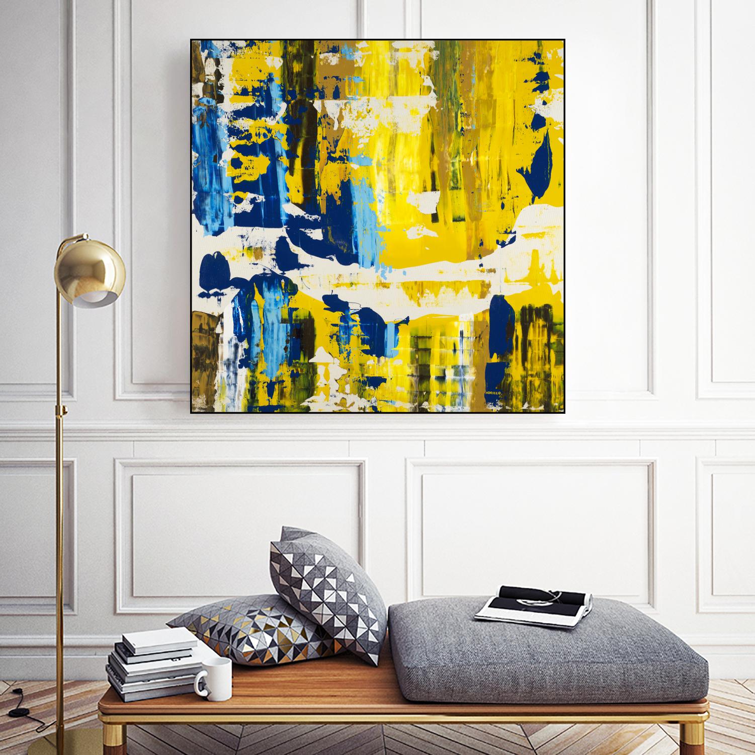 Old Yeller With Blue Velocity by Jeff Iorillo on GIANT ART - blue abstract