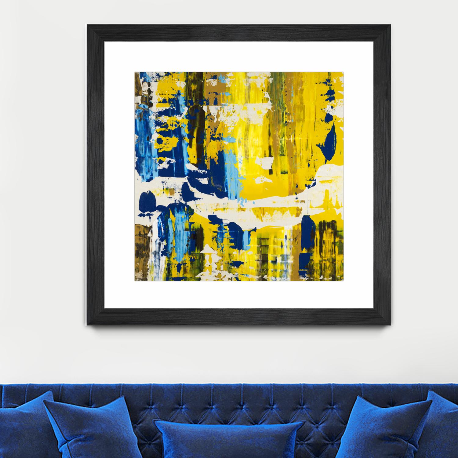 Old Yeller With Blue Velocity by Jeff Iorillo on GIANT ART - blue abstract