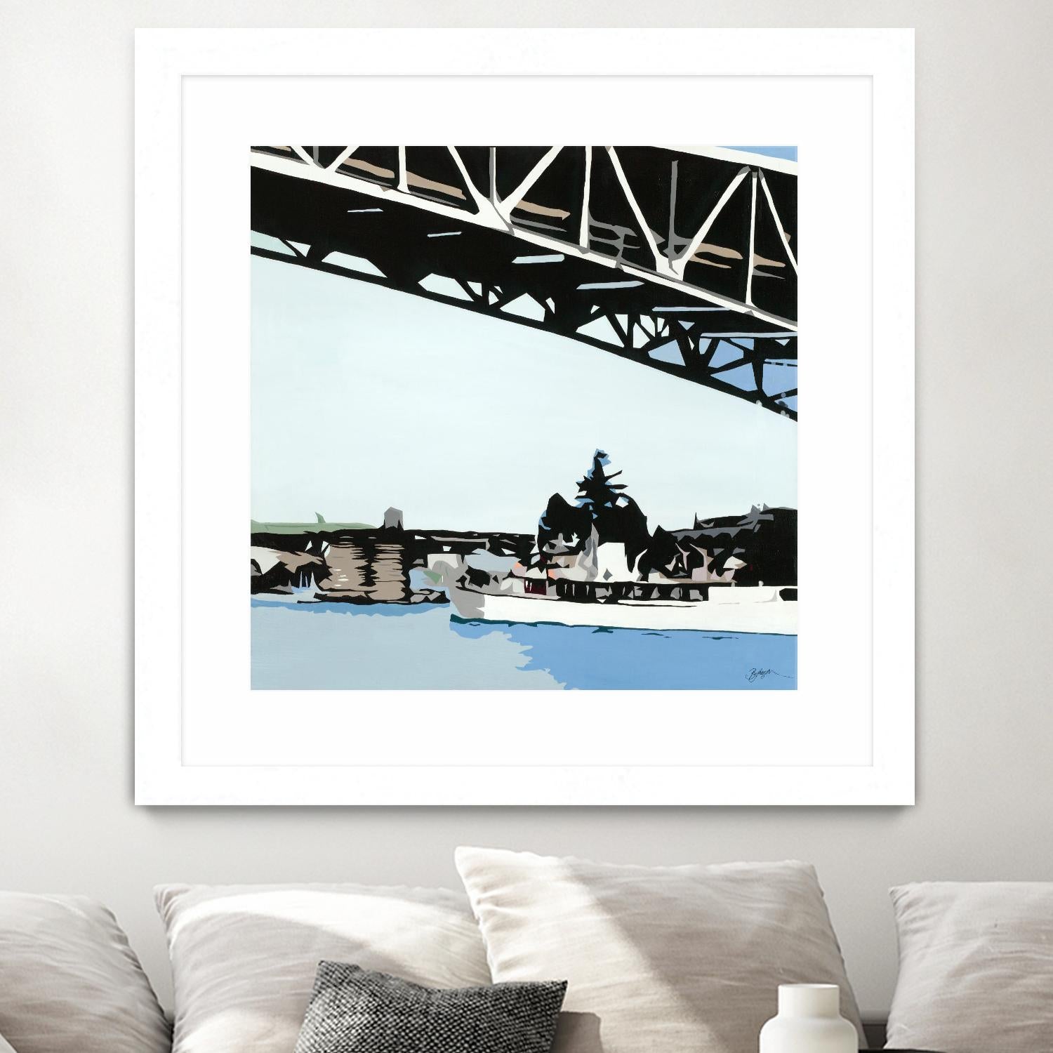 To The Cut by Beth Ann Lawson on GIANT ART - blues coastal bridge