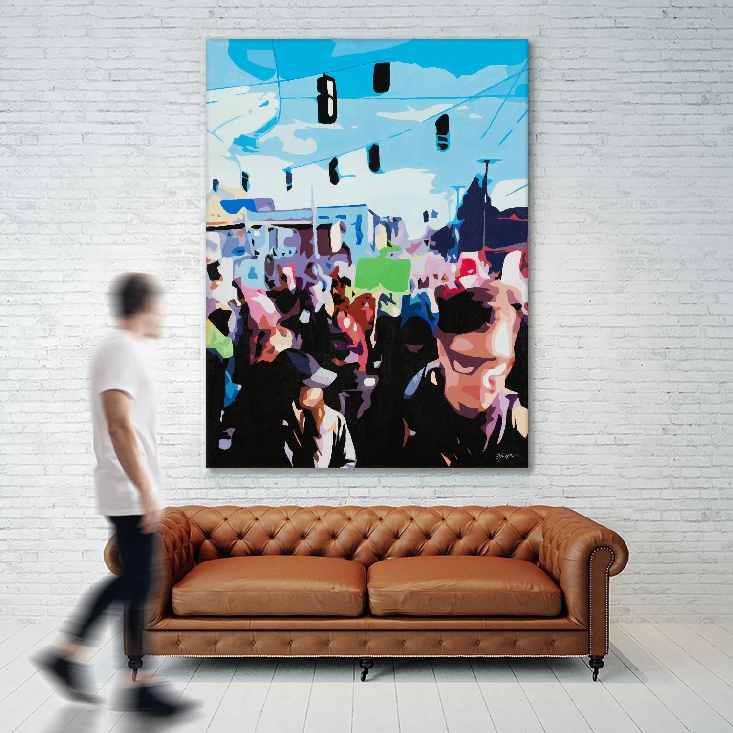 The March by Beth Ann Lawson on GIANT ART - blues figurative crowd