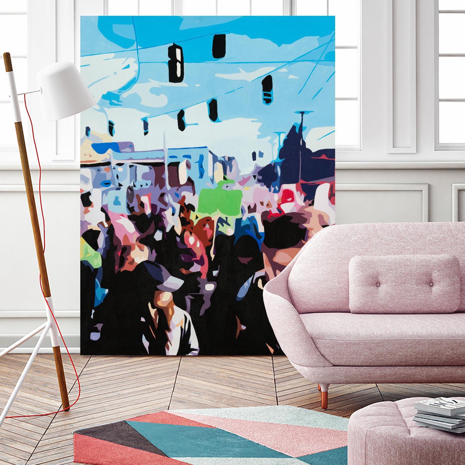 The March by Beth Ann Lawson on GIANT ART - blues figurative crowd