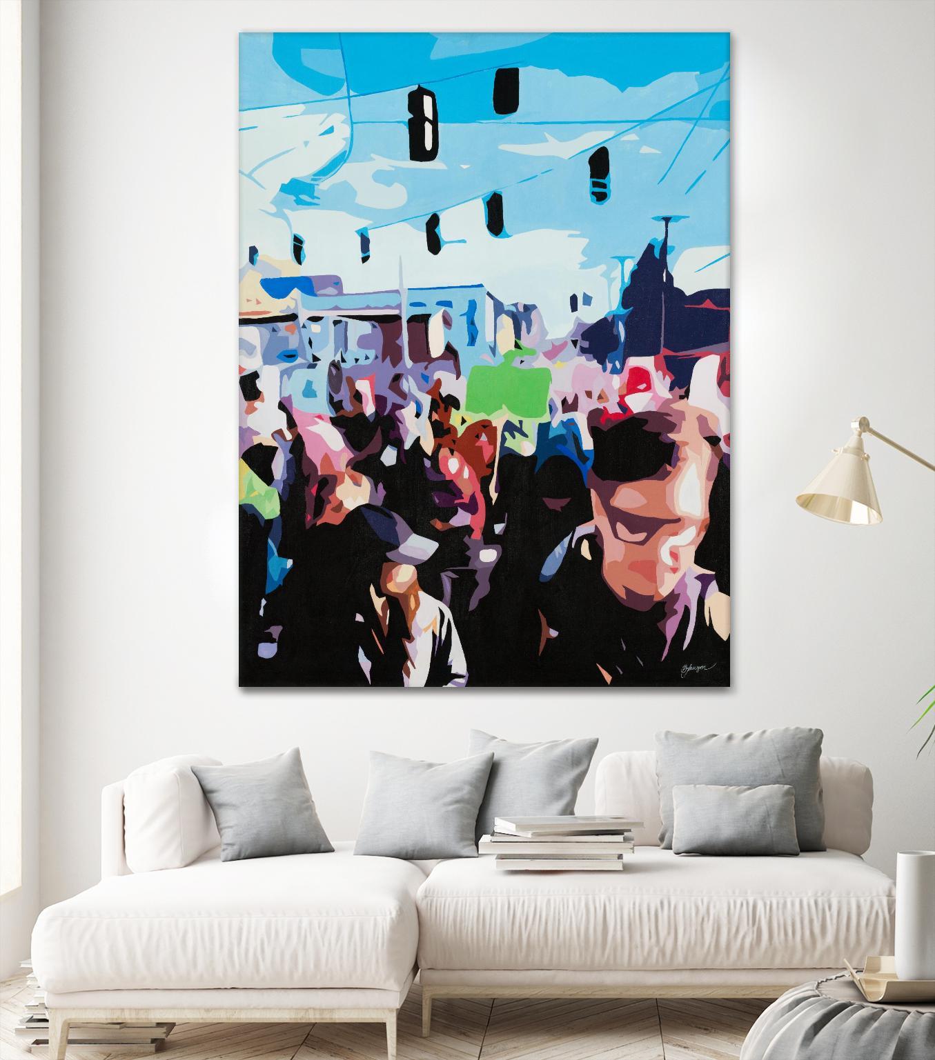 The March by Beth Ann Lawson on GIANT ART - blues figurative crowd