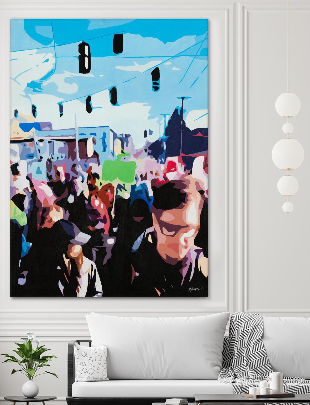 The March by Beth Ann Lawson on GIANT ART - blues figurative crowd