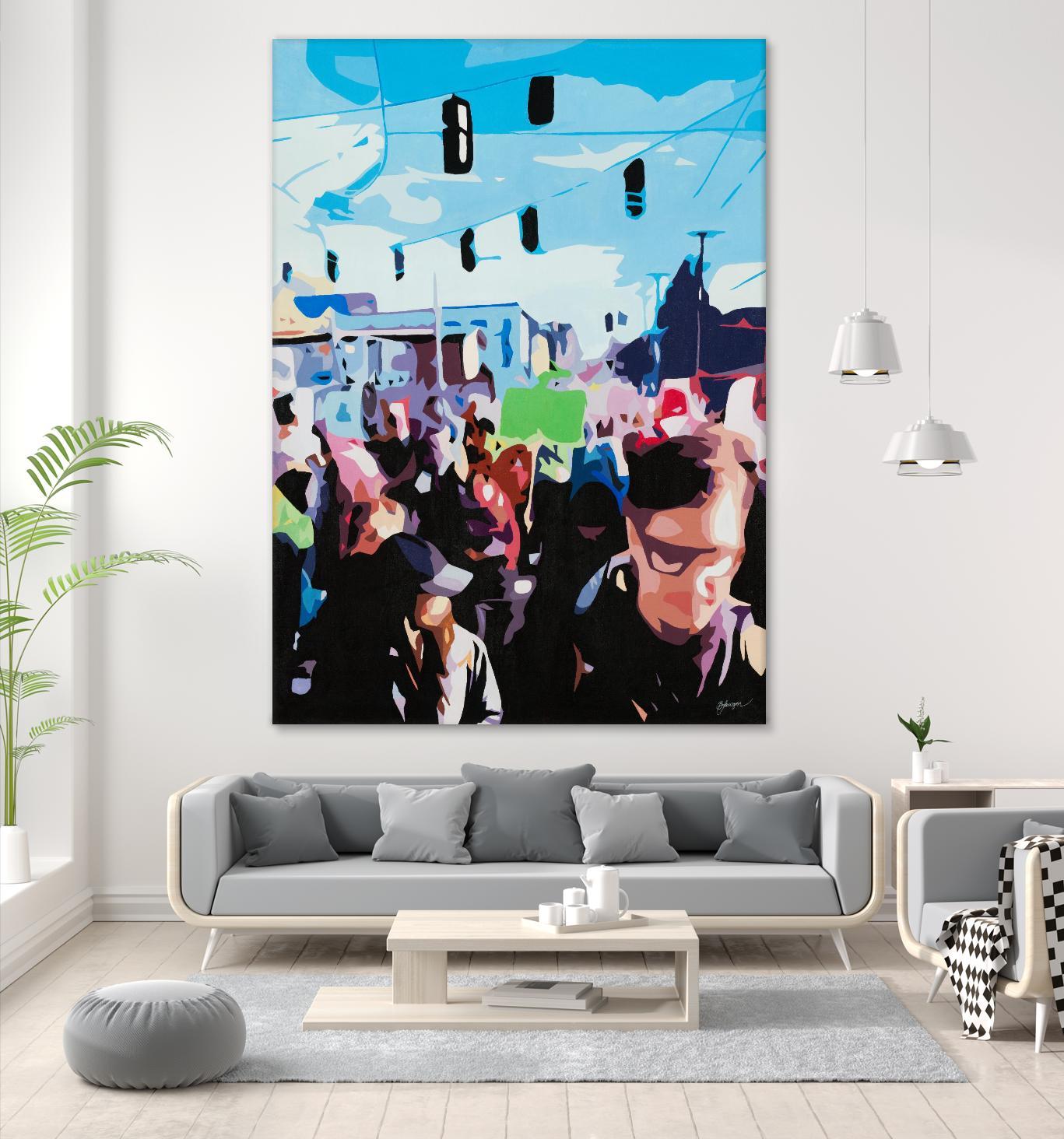 The March by Beth Ann Lawson on GIANT ART - blues figurative crowd