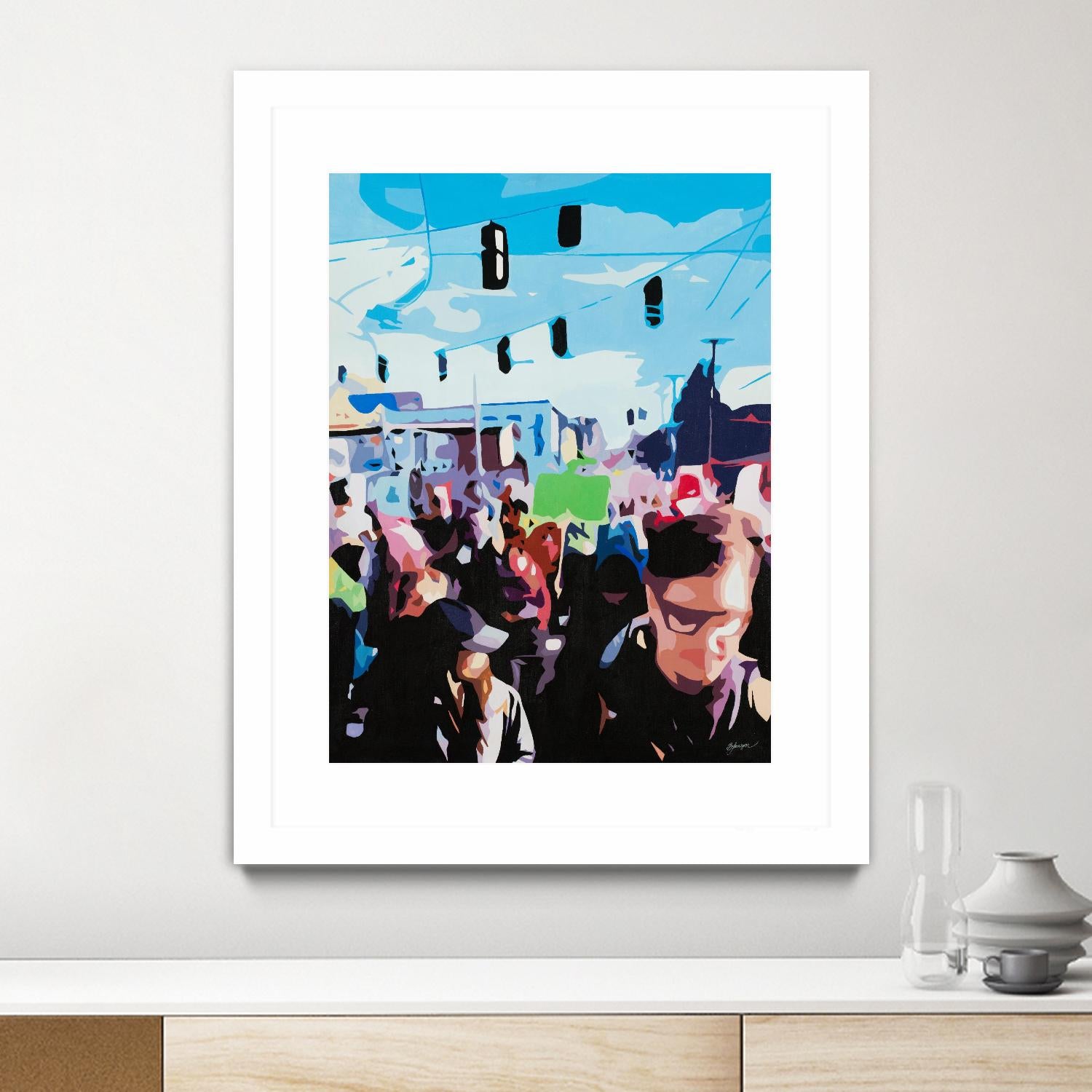 The March by Beth Ann Lawson on GIANT ART - blues figurative crowd