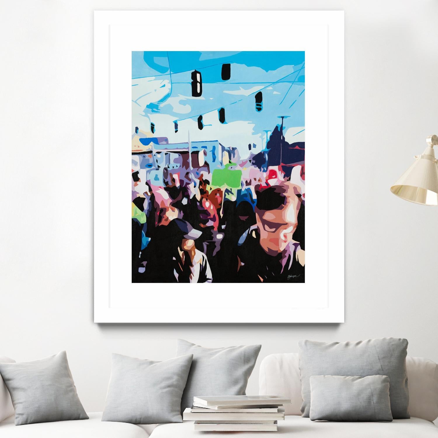 The March by Beth Ann Lawson on GIANT ART - blues figurative crowd