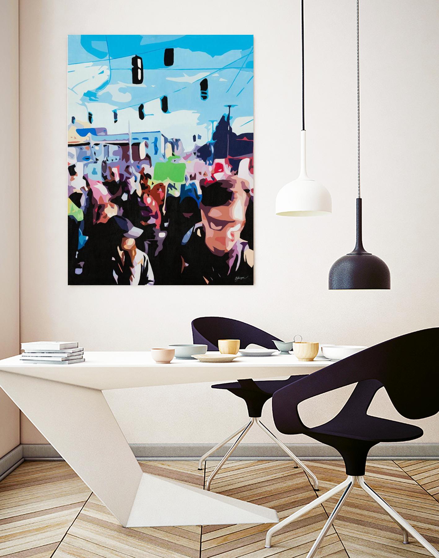 The March by Beth Ann Lawson on GIANT ART - blues figurative crowd