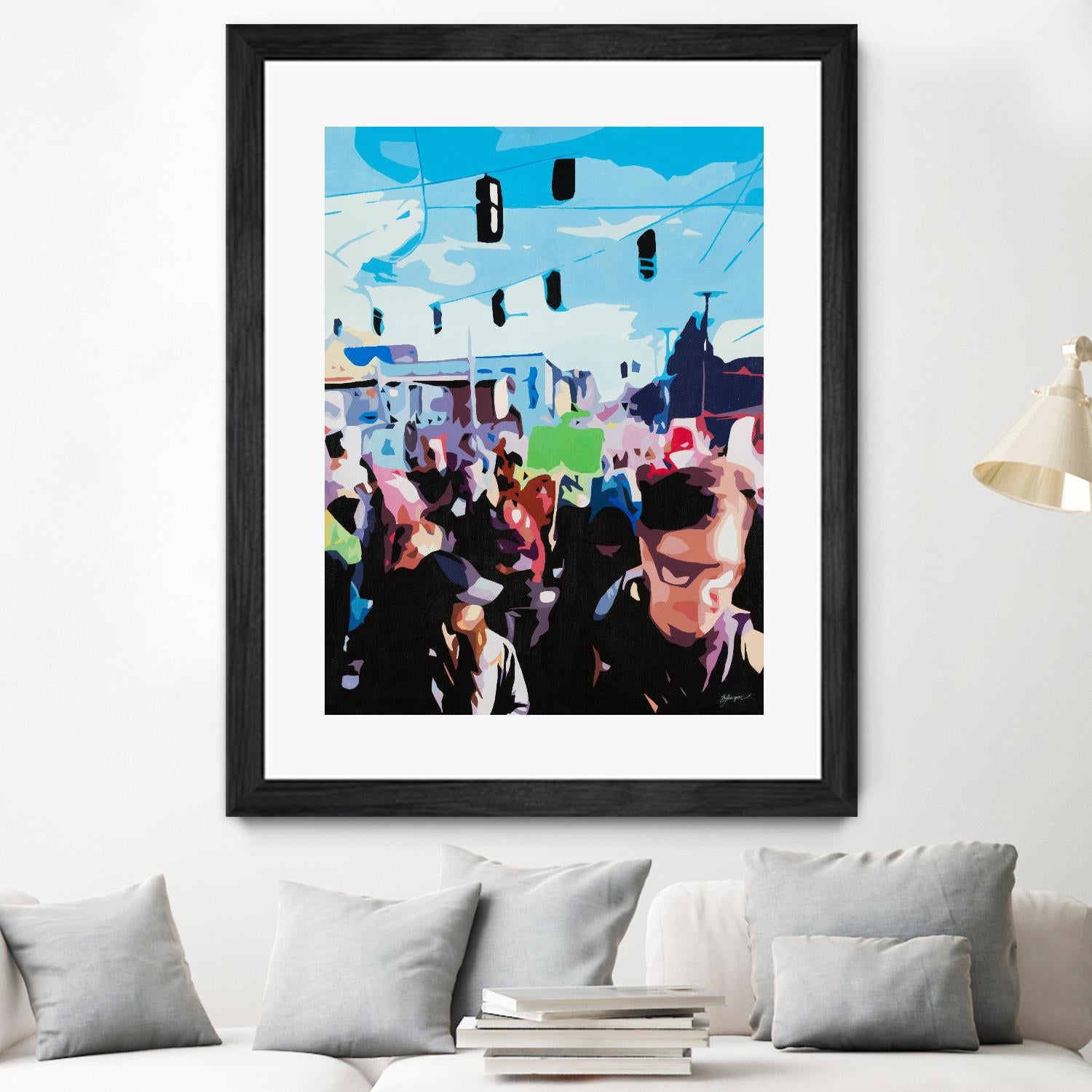 The March by Beth Ann Lawson on GIANT ART - blues figurative crowd