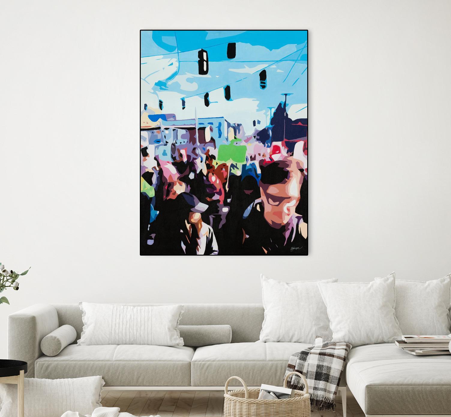 The March by Beth Ann Lawson on GIANT ART - blues figurative crowd