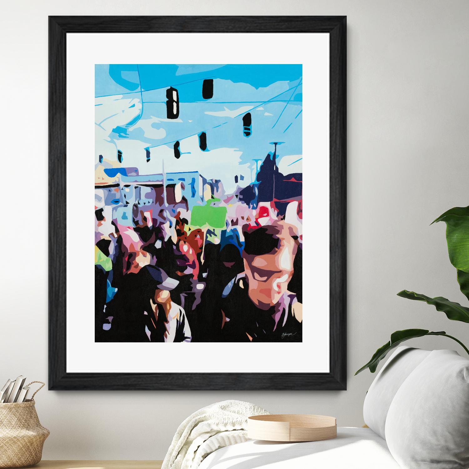 The March by Beth Ann Lawson on GIANT ART - blues figurative crowd