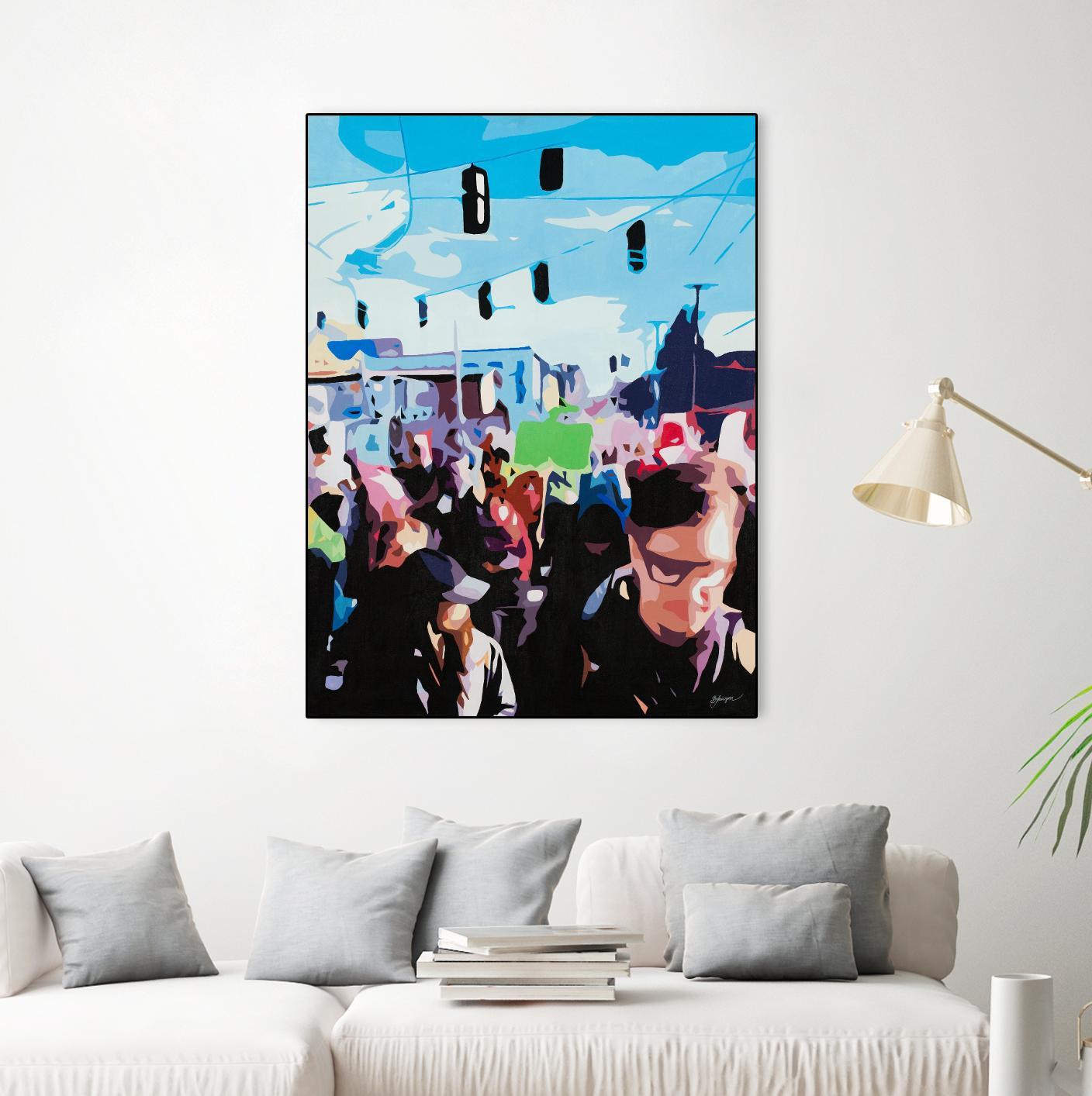 The March by Beth Ann Lawson on GIANT ART - blues figurative crowd