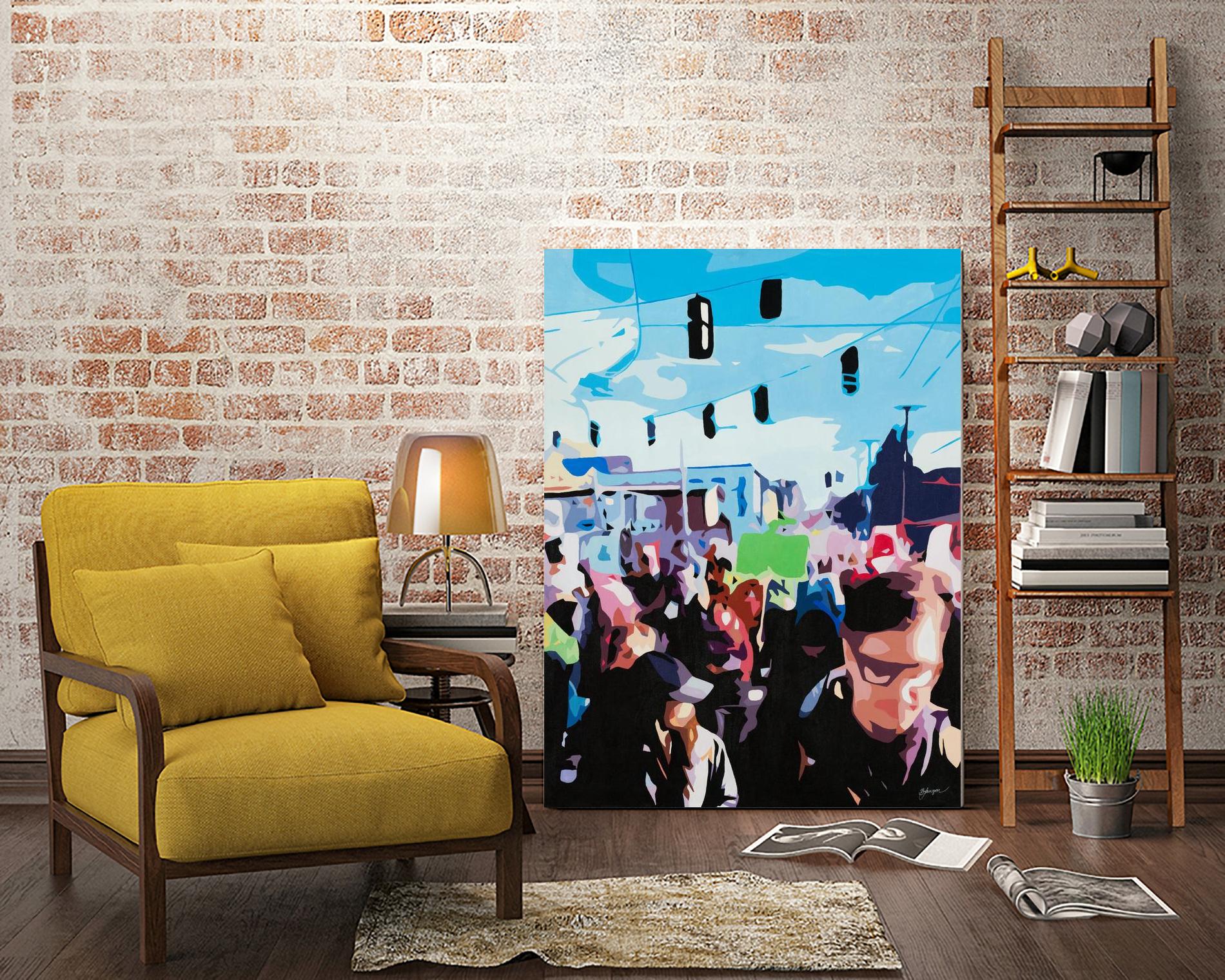 The March by Beth Ann Lawson on GIANT ART - blues figurative crowd