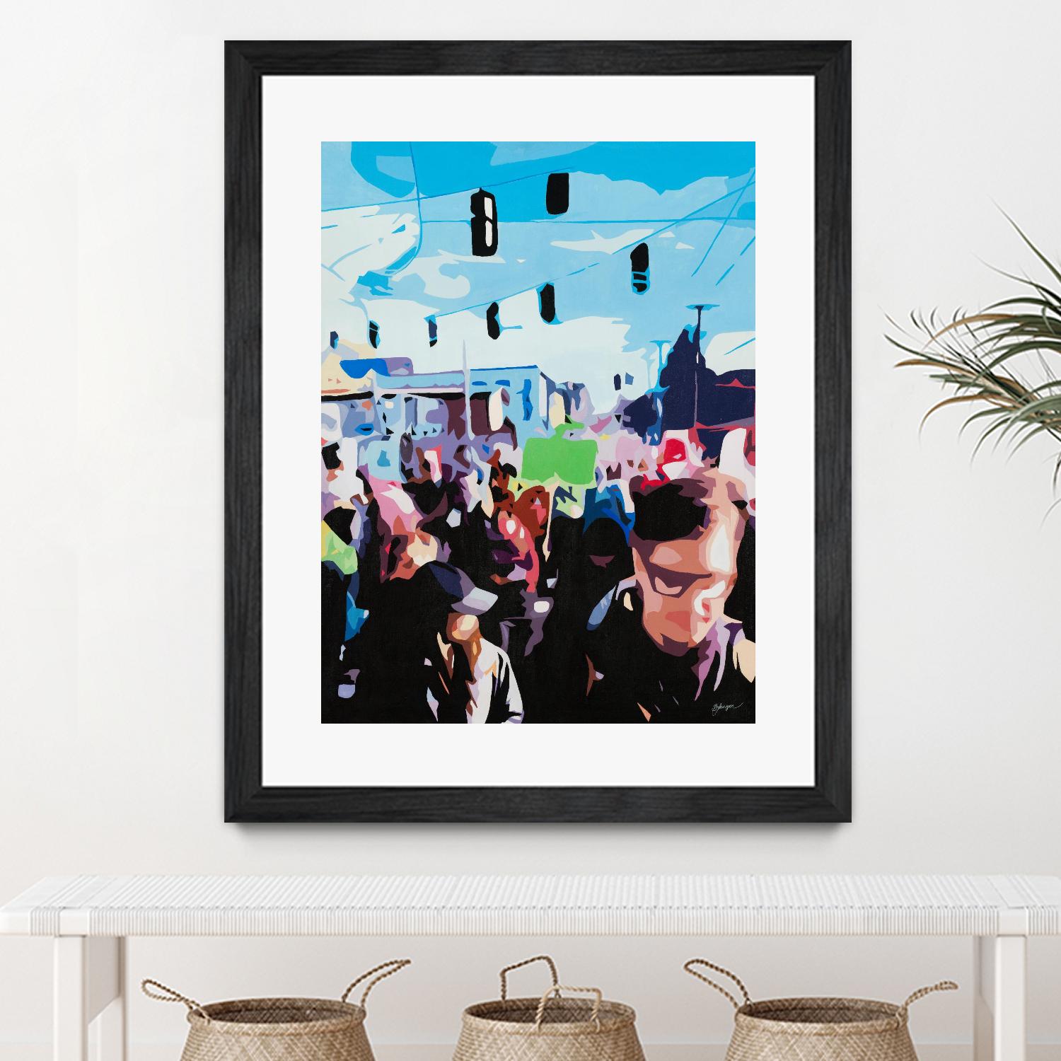 The March by Beth Ann Lawson on GIANT ART - blues figurative crowd