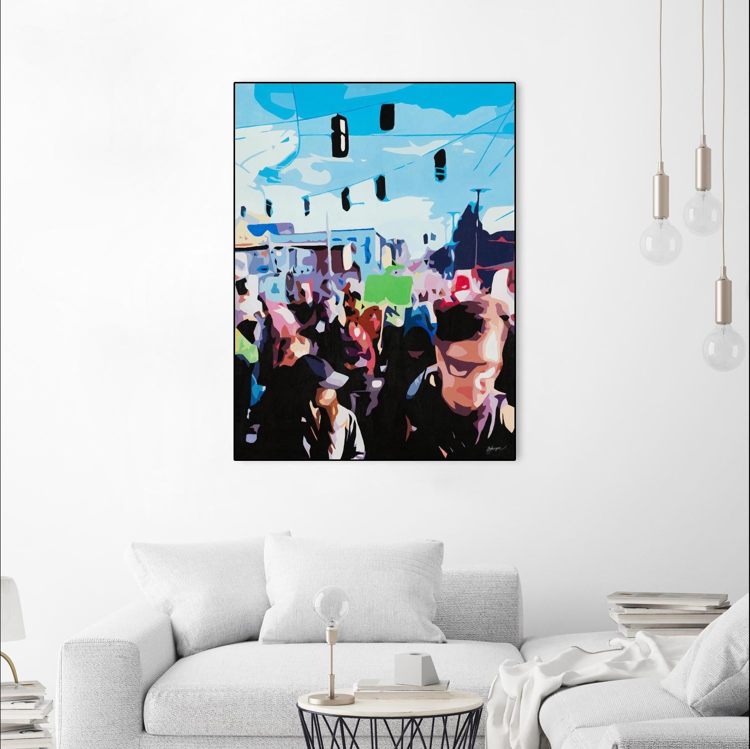 The March by Beth Ann Lawson on GIANT ART - blues figurative crowd