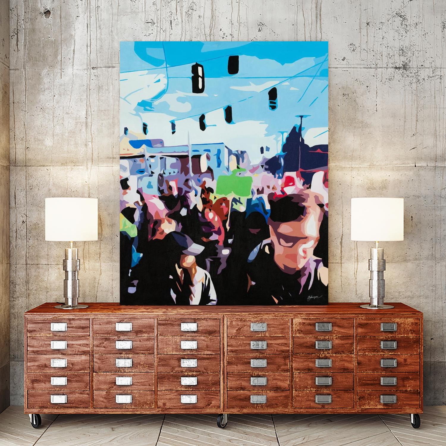 The March by Beth Ann Lawson on GIANT ART - blues figurative crowd