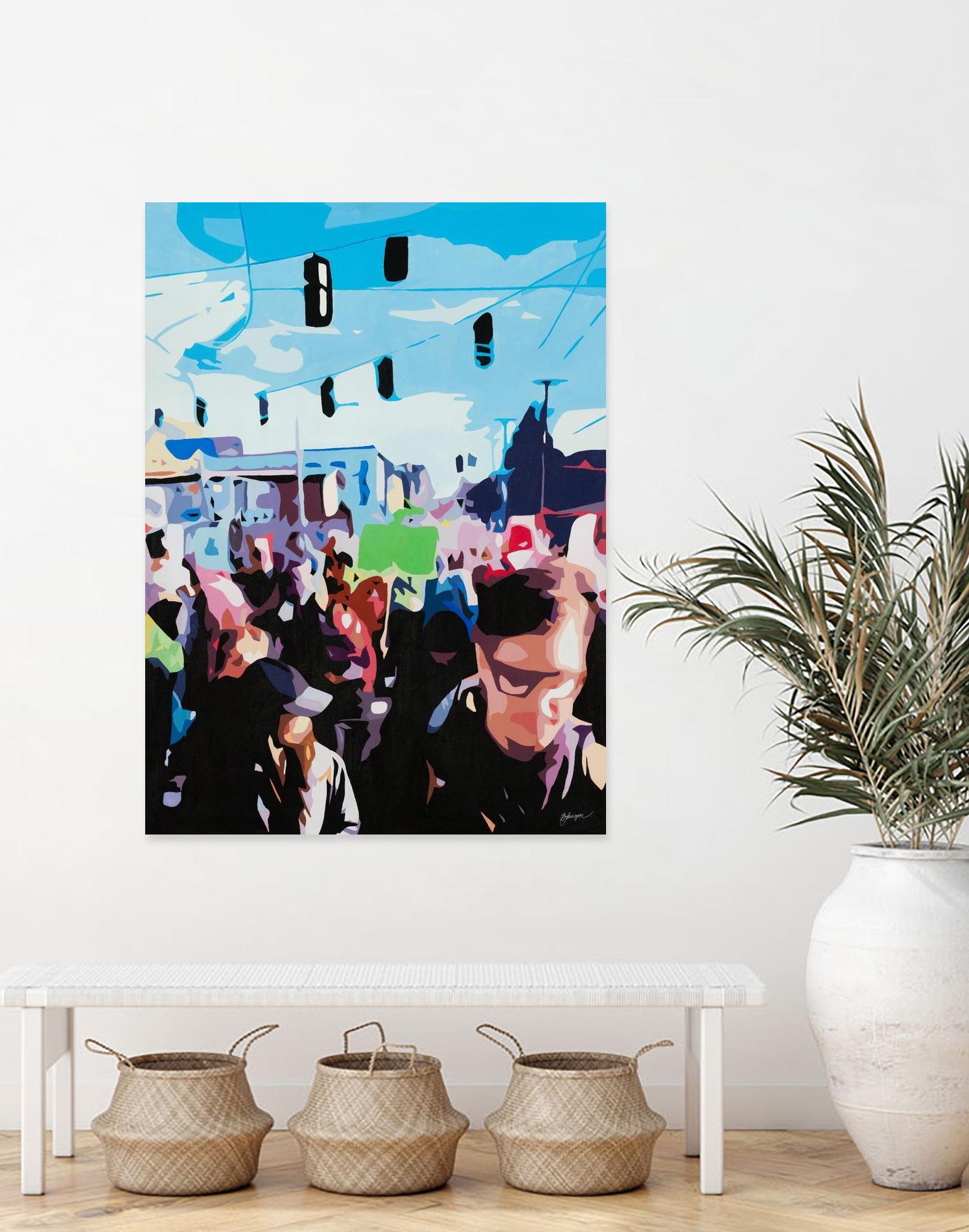 The March by Beth Ann Lawson on GIANT ART - blues figurative crowd