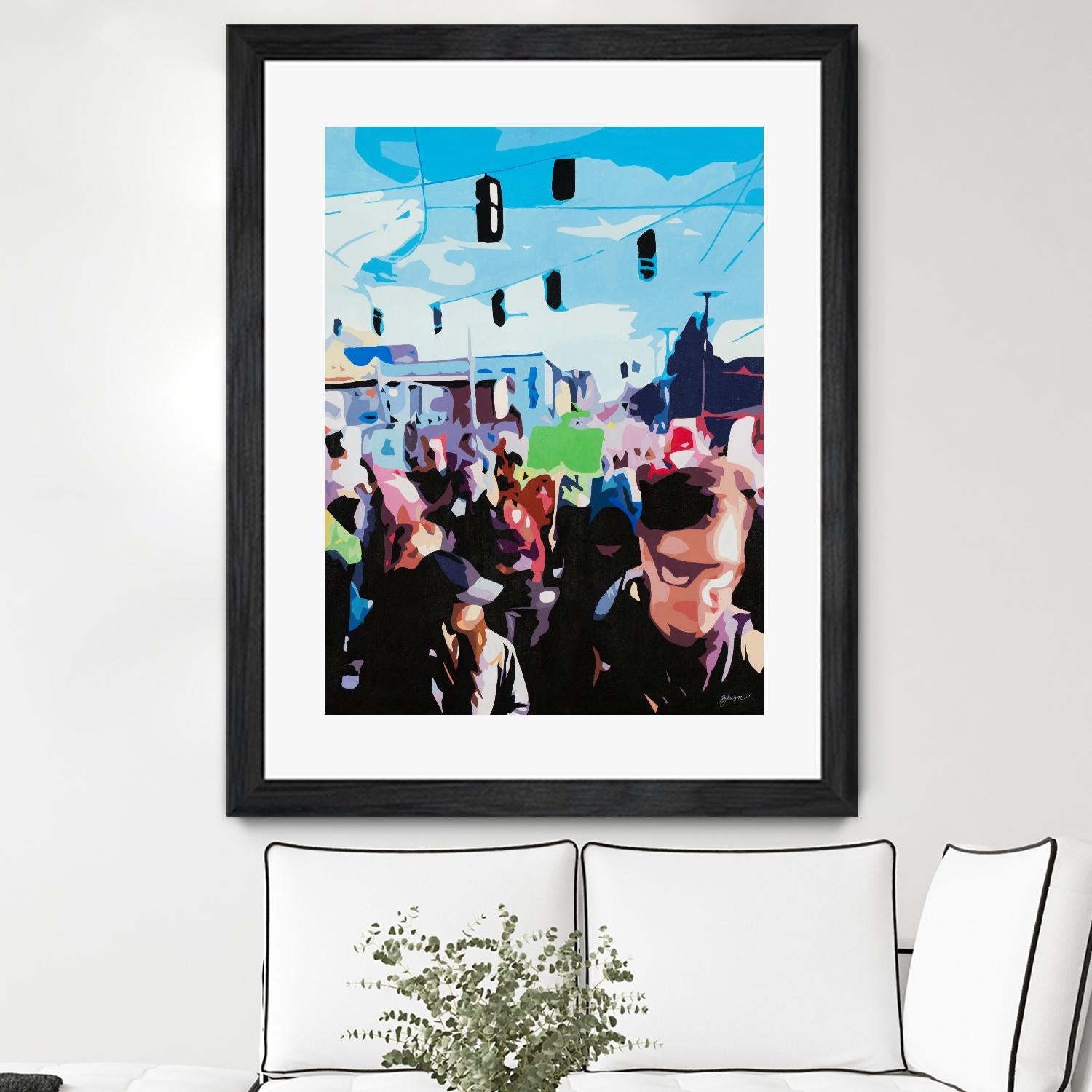 The March by Beth Ann Lawson on GIANT ART - blues figurative crowd