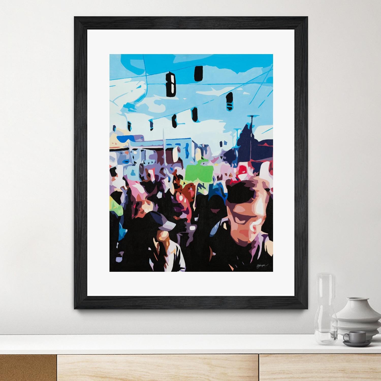 The March by Beth Ann Lawson on GIANT ART - blues figurative crowd