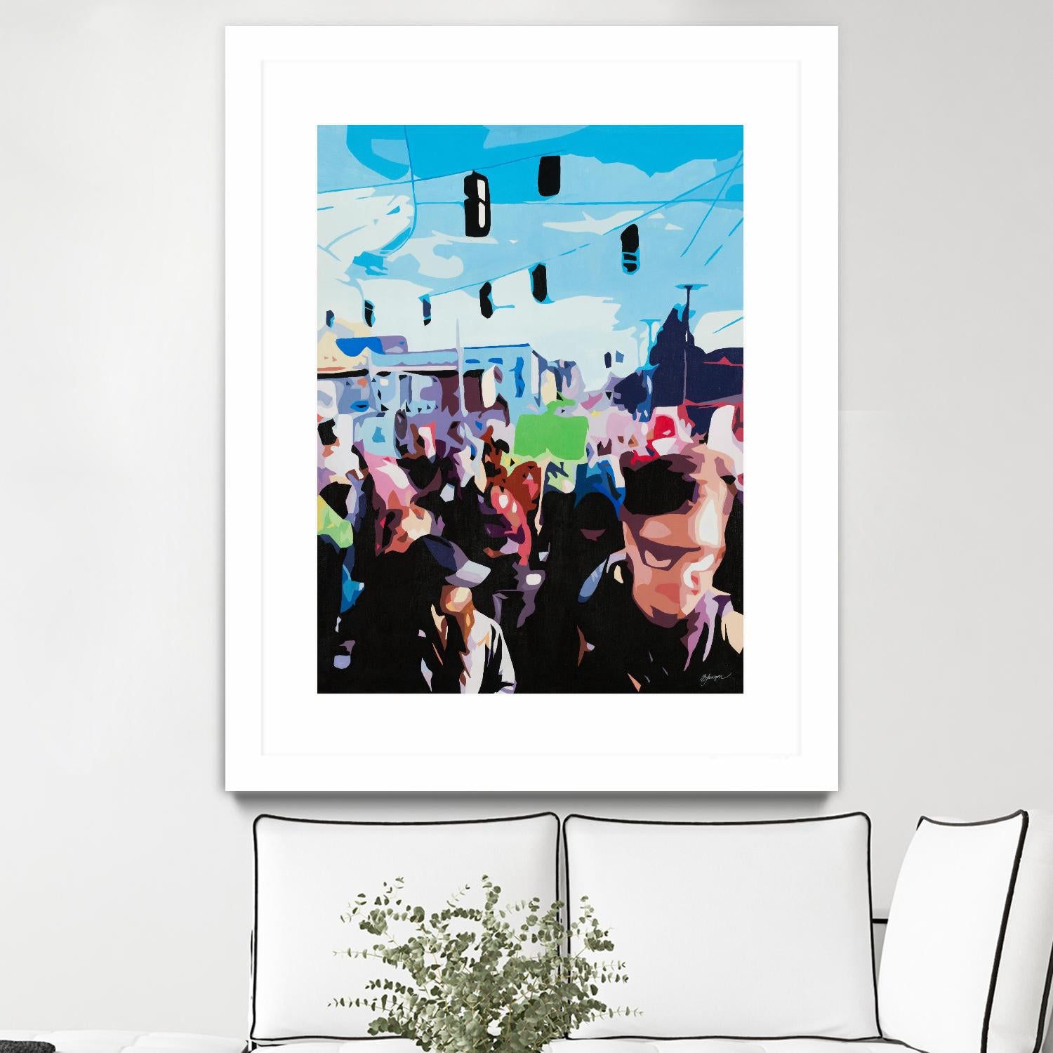 The March by Beth Ann Lawson on GIANT ART - blues figurative crowd