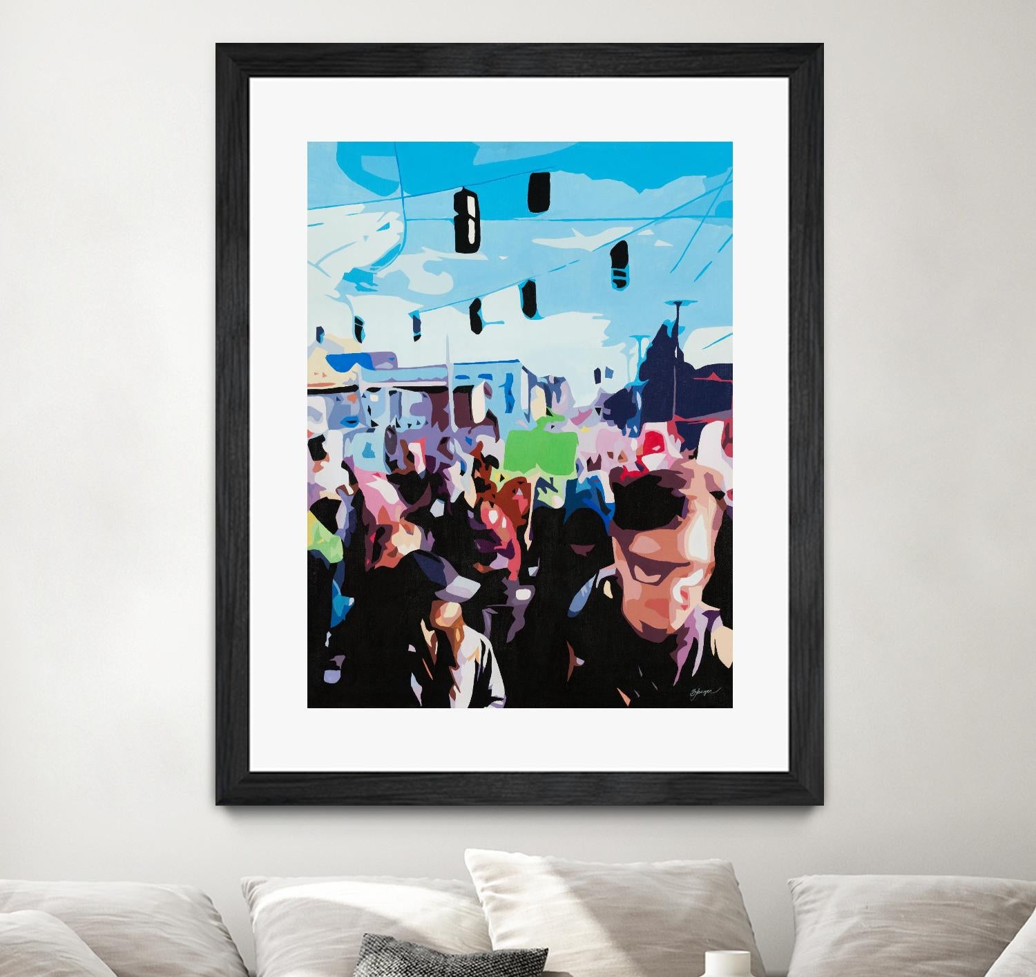 The March by Beth Ann Lawson on GIANT ART - blues figurative crowd