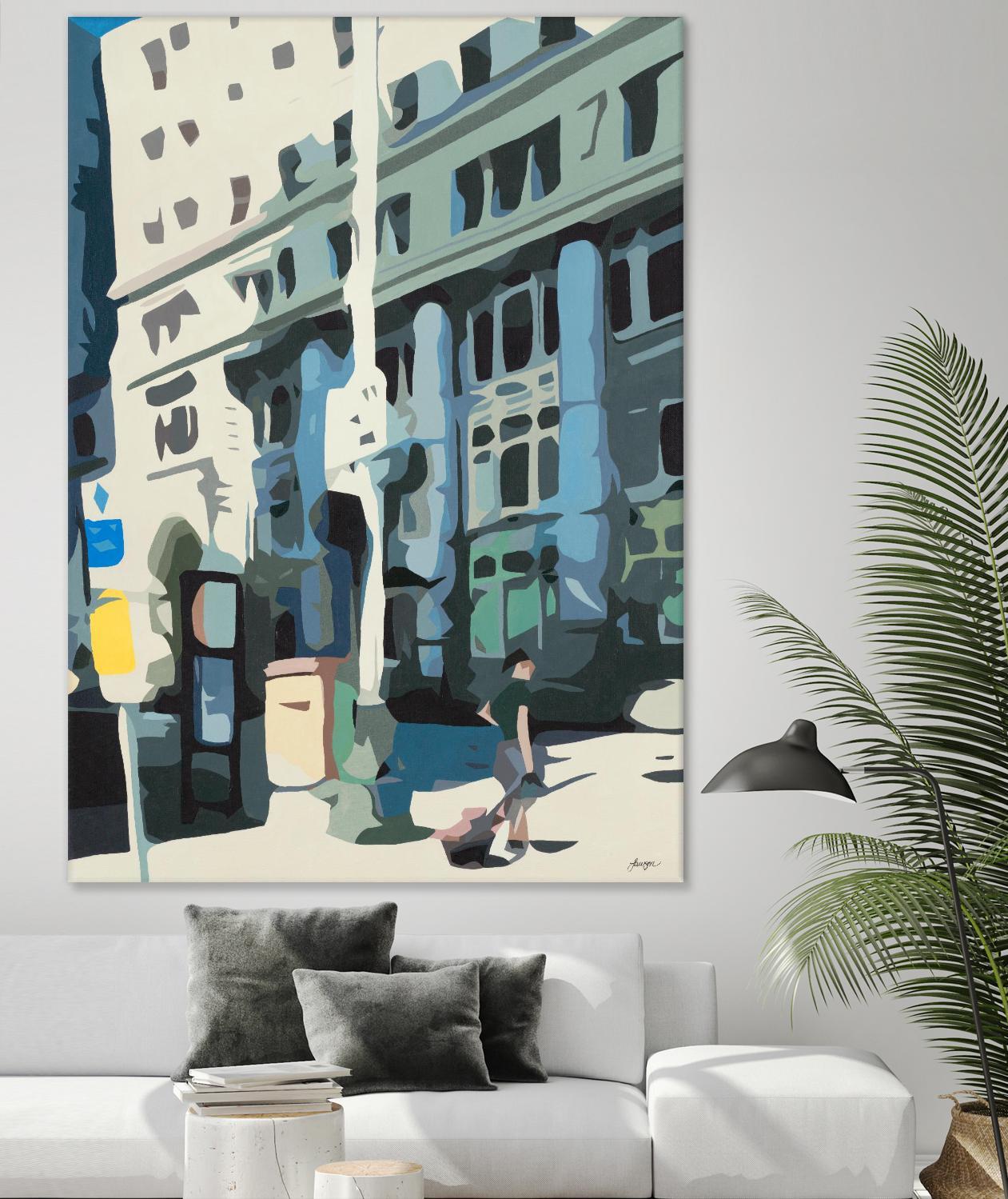 Alone Downtown by Beth Ann Lawson on GIANT ART - whites & creams cityscapes city