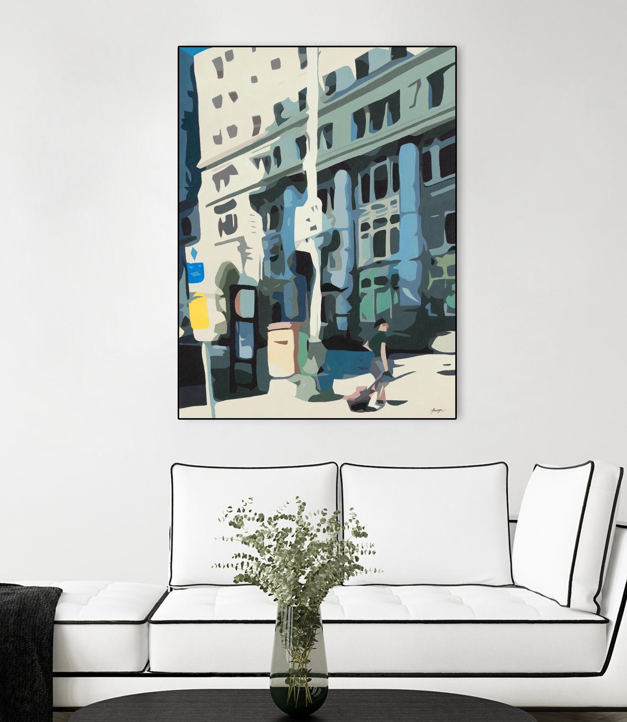 Alone Downtown by Beth Ann Lawson on GIANT ART - whites & creams cityscapes city