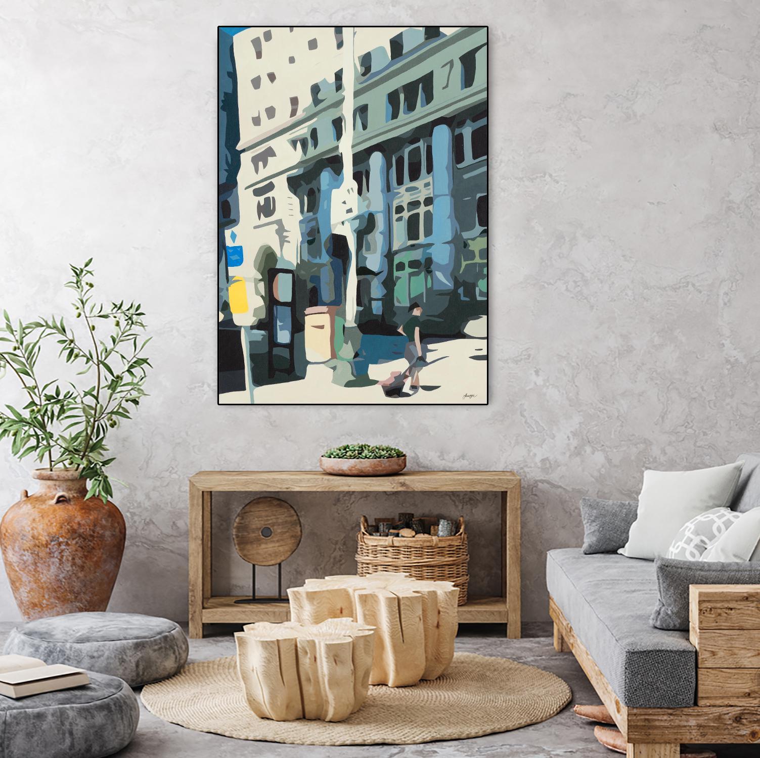 Alone Downtown by Beth Ann Lawson on GIANT ART - whites & creams cityscapes city