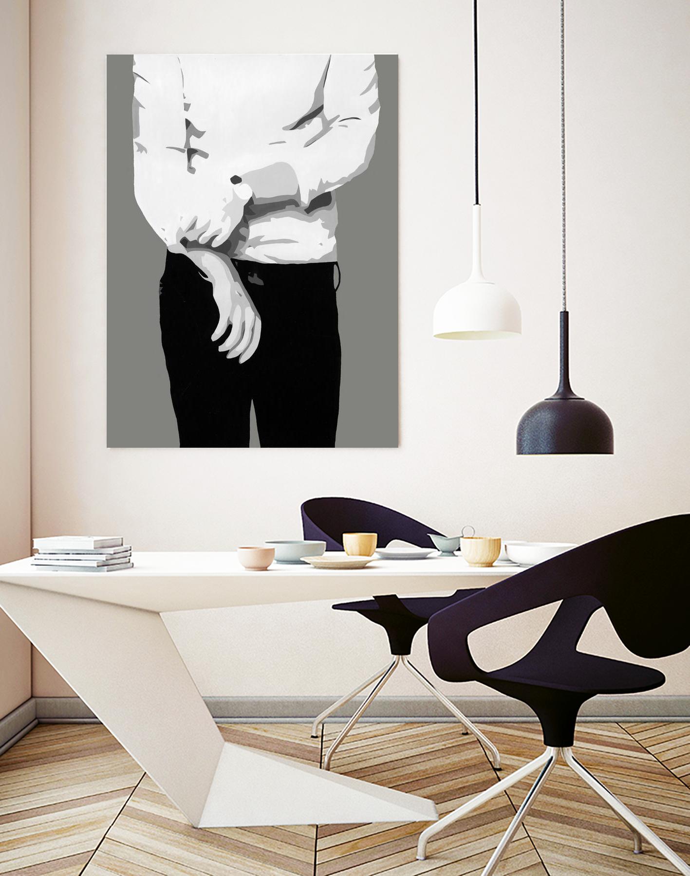Mr.Right black and white by Beth Ann Lawson on GIANT ART - white black & white black pants