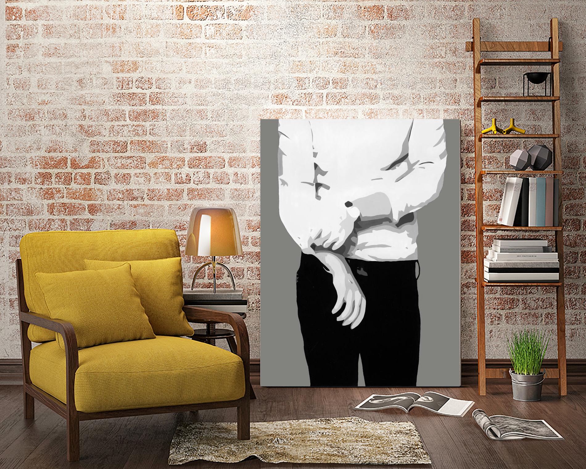 Mr.Right black and white by Beth Ann Lawson on GIANT ART - white black & white black pants