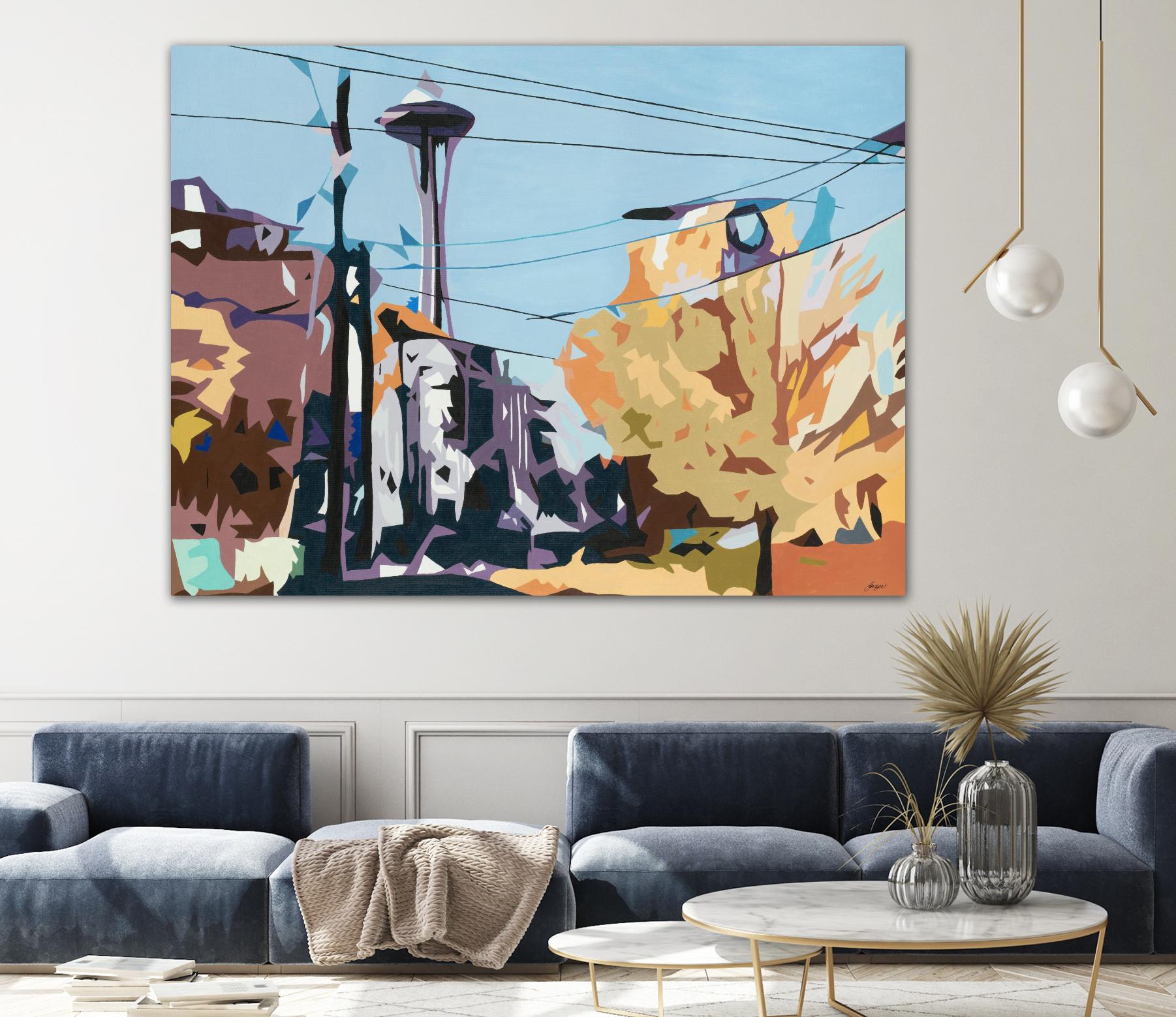 Eye Of The Needle by Beth Ann Lawson on GIANT ART - blues cityscapes space needle