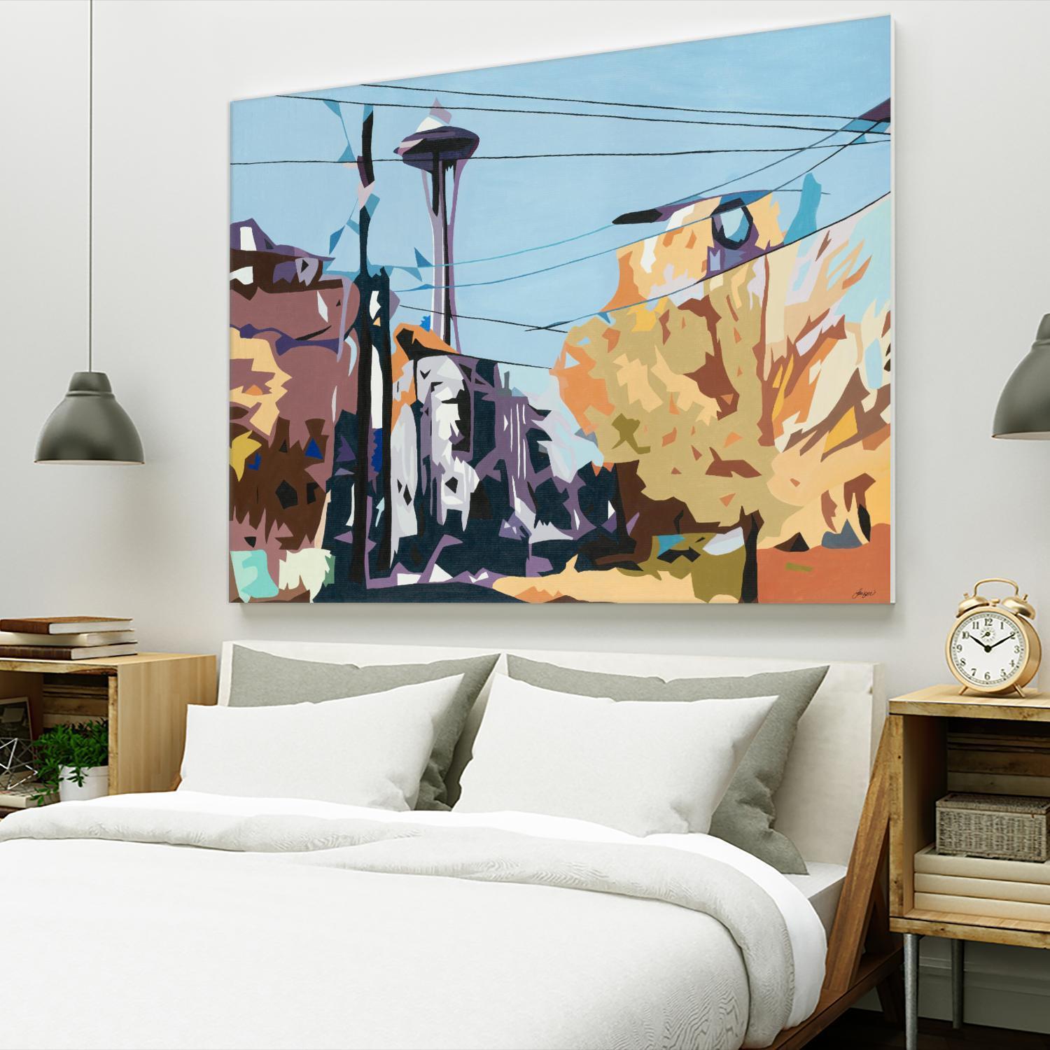 Eye Of The Needle by Beth Ann Lawson on GIANT ART - blues cityscapes space needle