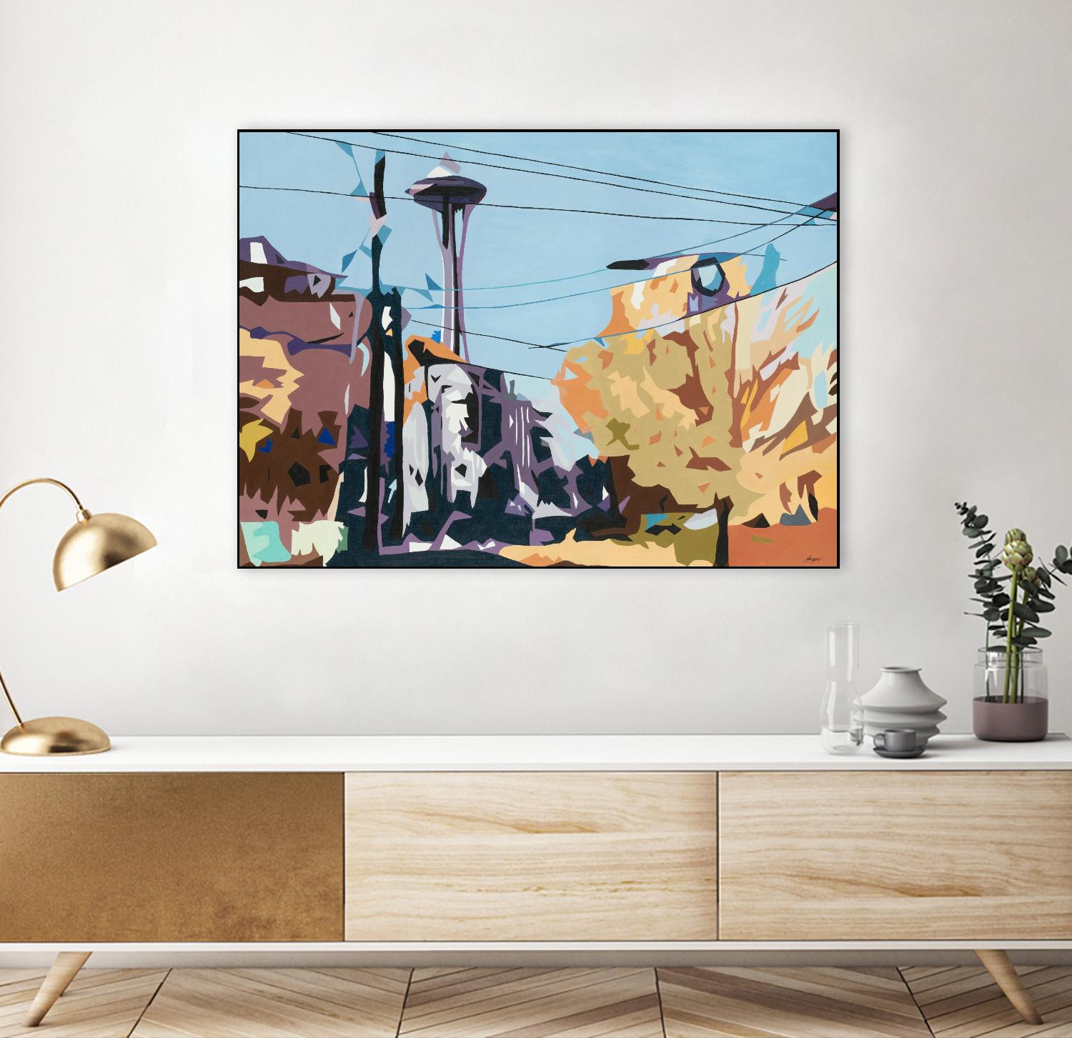 Eye Of The Needle by Beth Ann Lawson on GIANT ART - blues cityscapes space needle