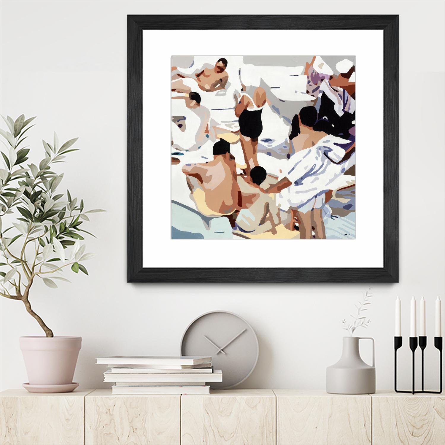 Tammy & Greg's Pool Party by Beth Ann Lawson on GIANT ART - beige figurative gray