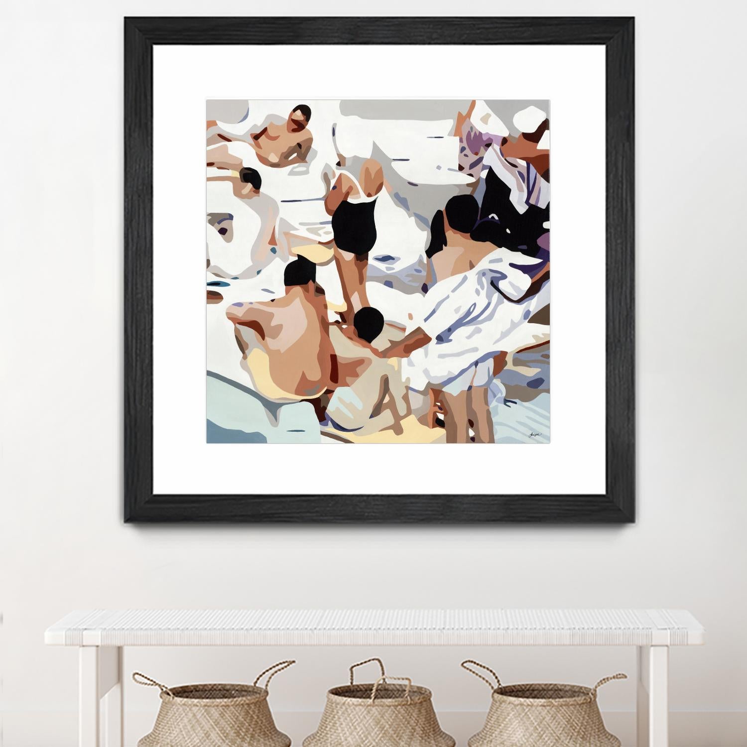 Tammy & Greg's Pool Party by Beth Ann Lawson on GIANT ART - beige figurative gray