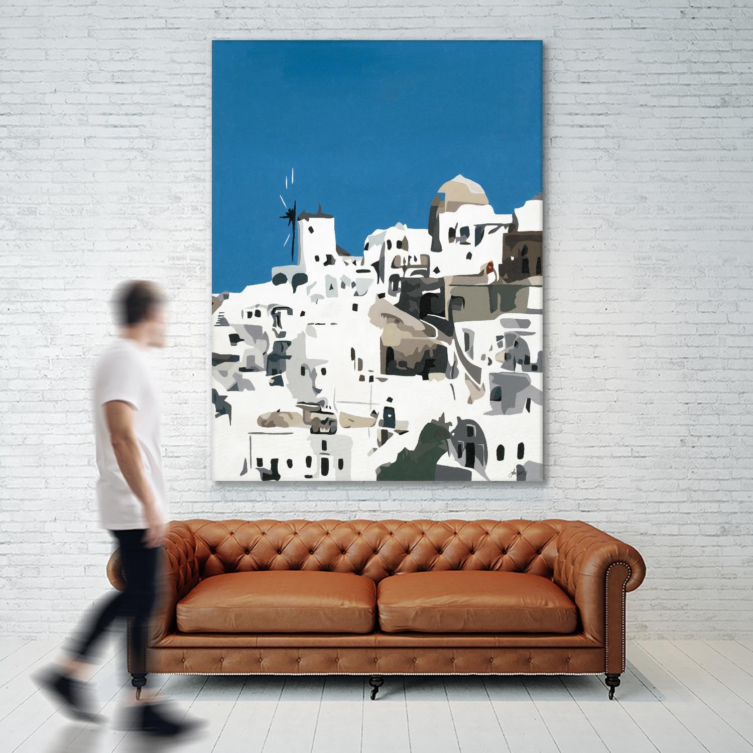 TILING AT WINDMILLS by Bethann Lawson on GIANT ART - blue and white coastal coastal