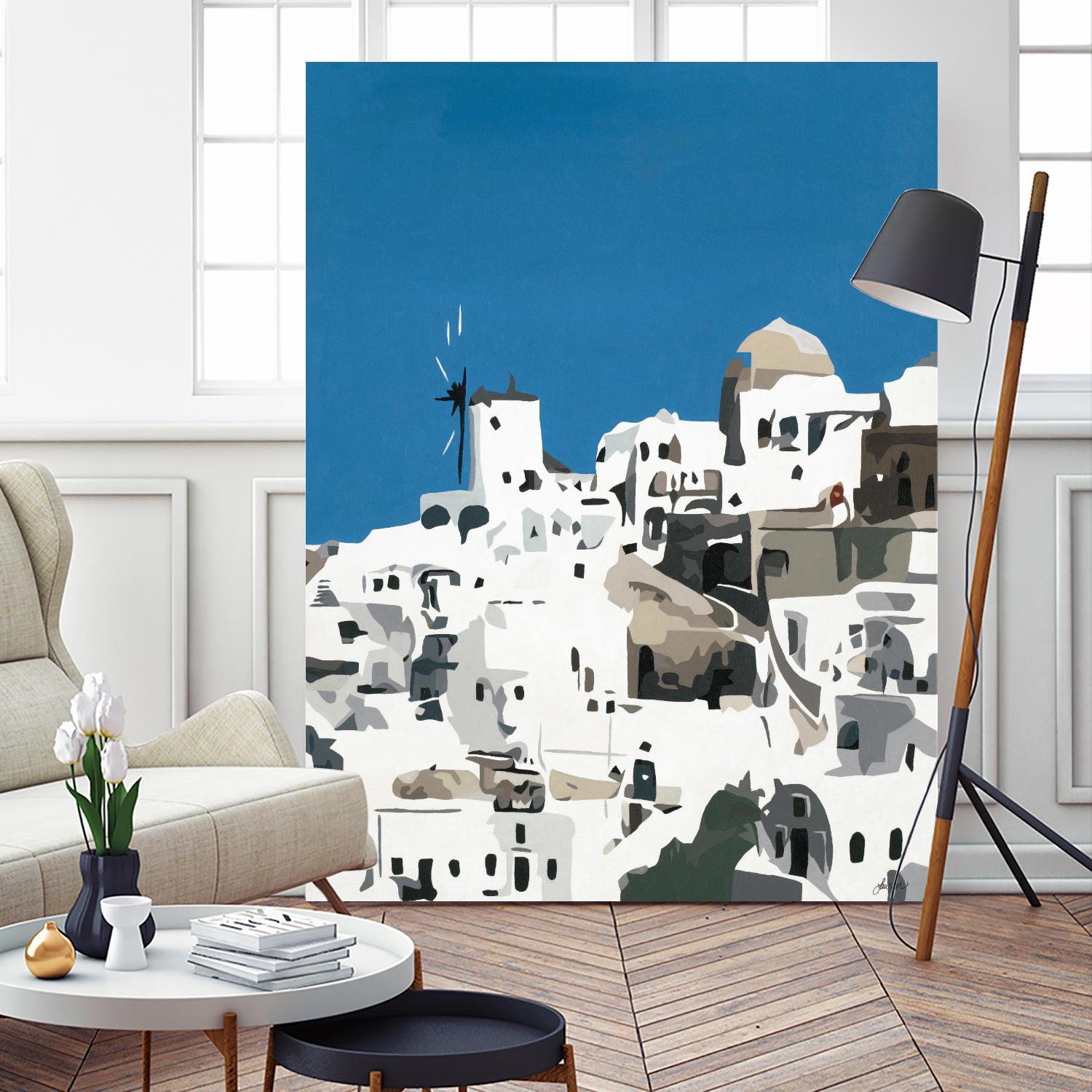 TILING AT WINDMILLS by Bethann Lawson on GIANT ART - blue and white coastal coastal