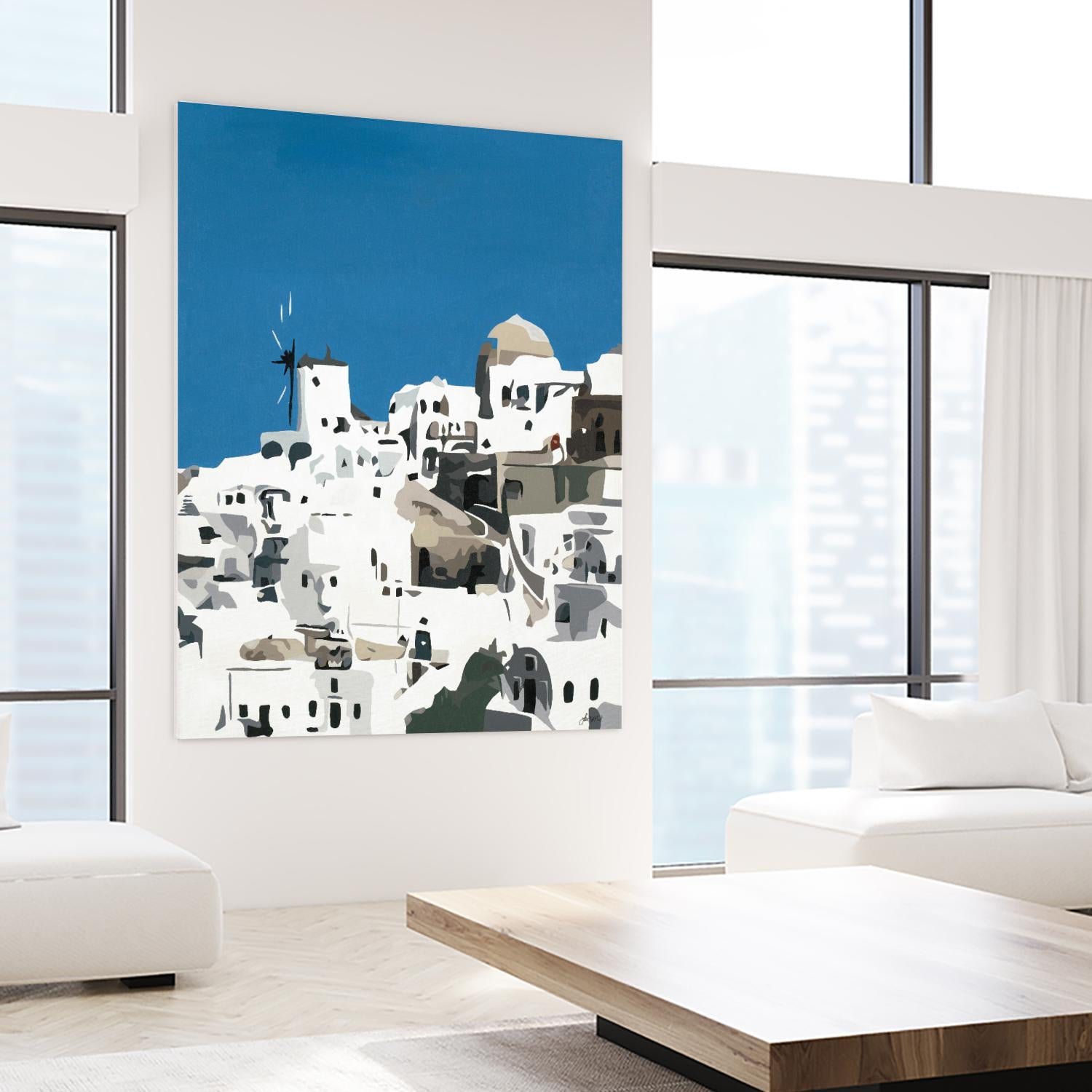 TILING AT WINDMILLS by Bethann Lawson on GIANT ART - blue and white coastal coastal