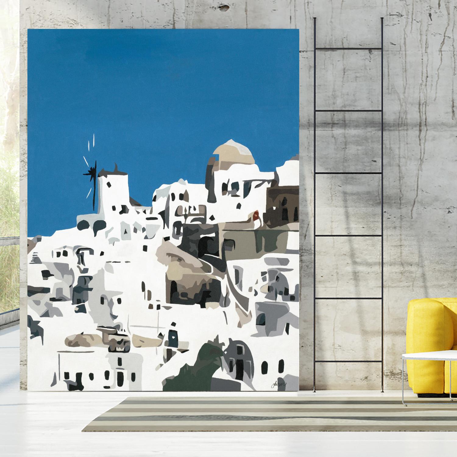 TILING AT WINDMILLS by Bethann Lawson on GIANT ART - blue and white coastal coastal