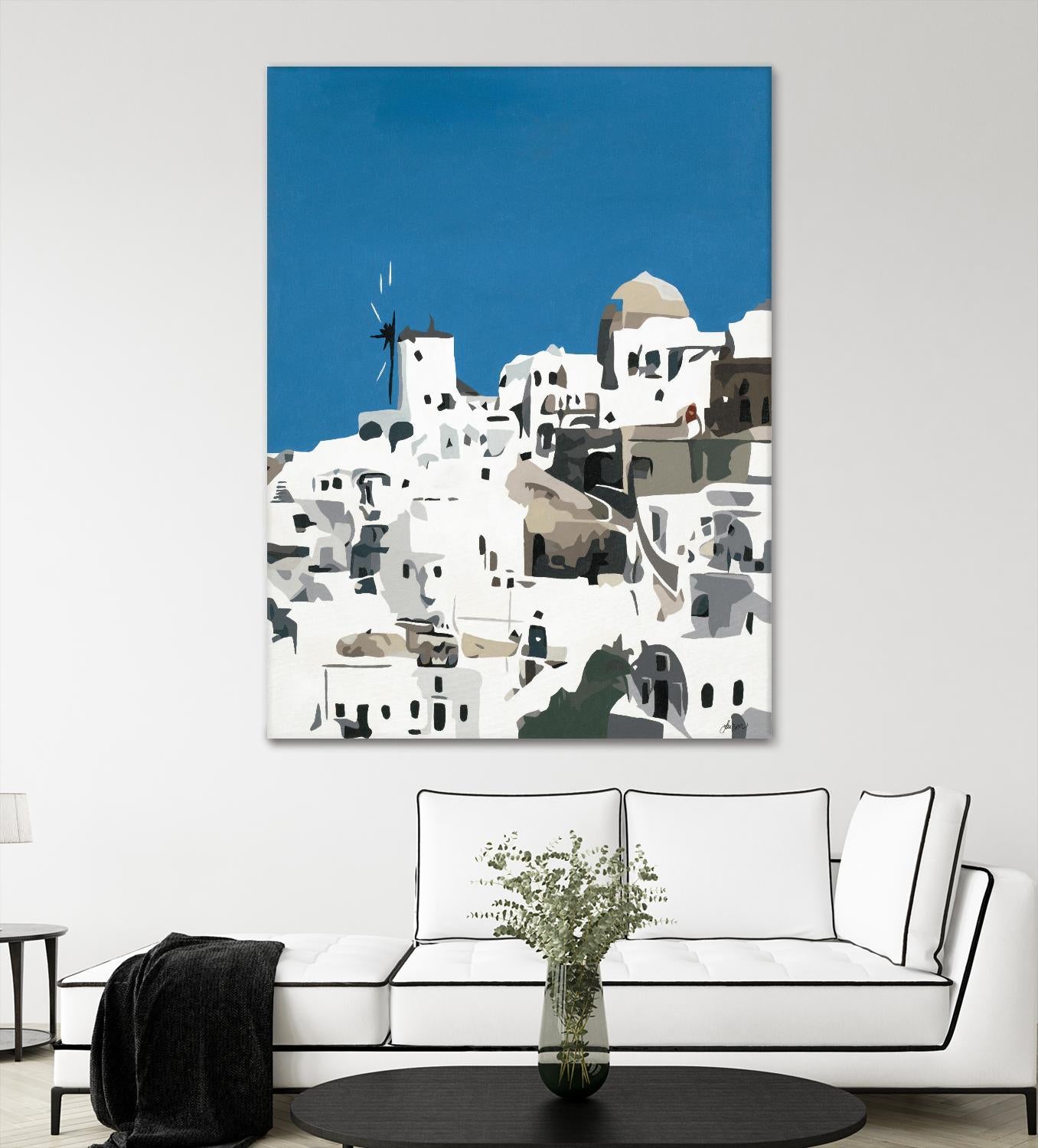 TILING AT WINDMILLS by Bethann Lawson on GIANT ART - blue and white coastal coastal