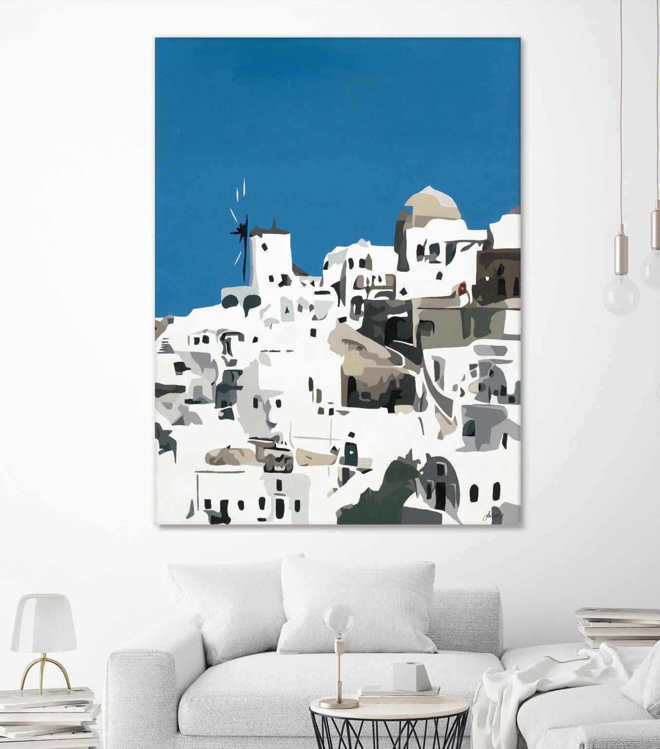 TILING AT WINDMILLS by Bethann Lawson on GIANT ART - blue and white coastal coastal