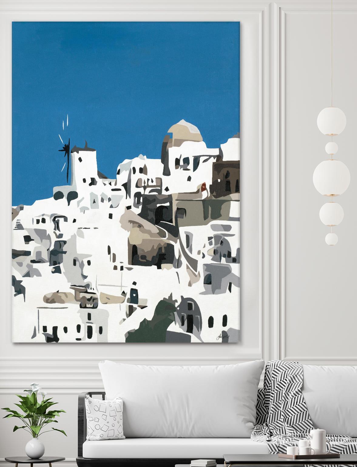 TILING AT WINDMILLS by Bethann Lawson on GIANT ART - blue and white coastal coastal