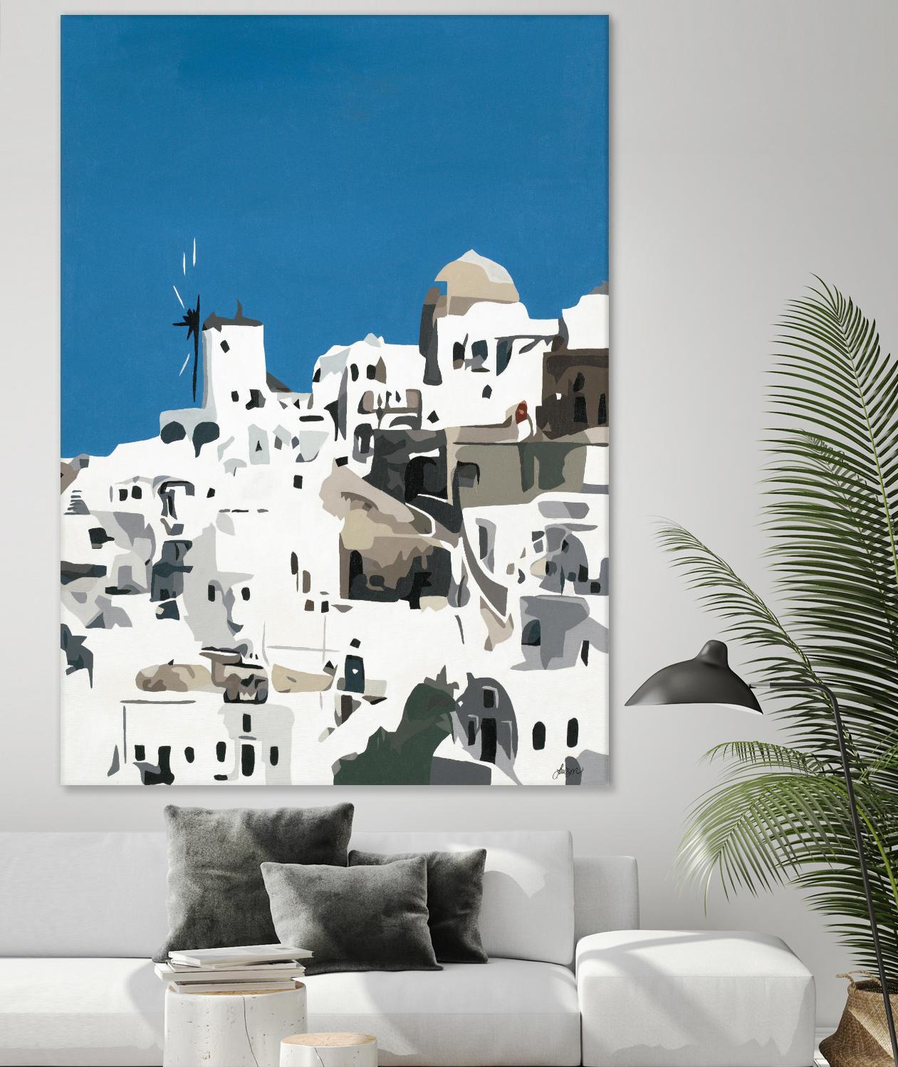 TILING AT WINDMILLS by Bethann Lawson on GIANT ART - blue and white coastal coastal