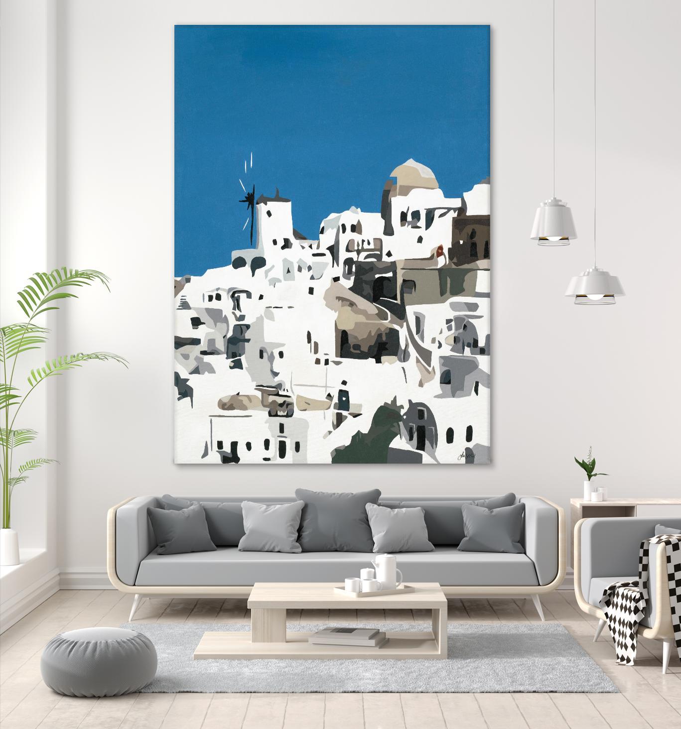 TILING AT WINDMILLS by Bethann Lawson on GIANT ART - blue and white coastal coastal