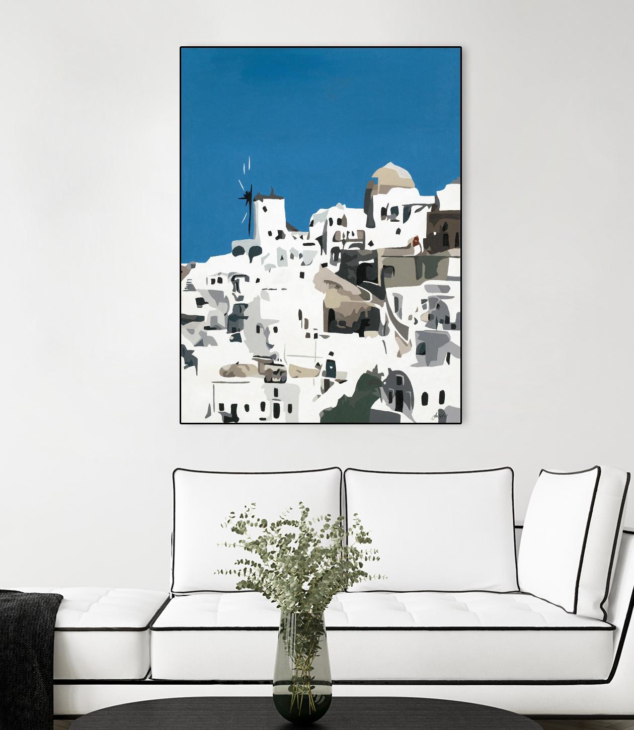 TILING AT WINDMILLS by Bethann Lawson on GIANT ART - blue and white coastal coastal