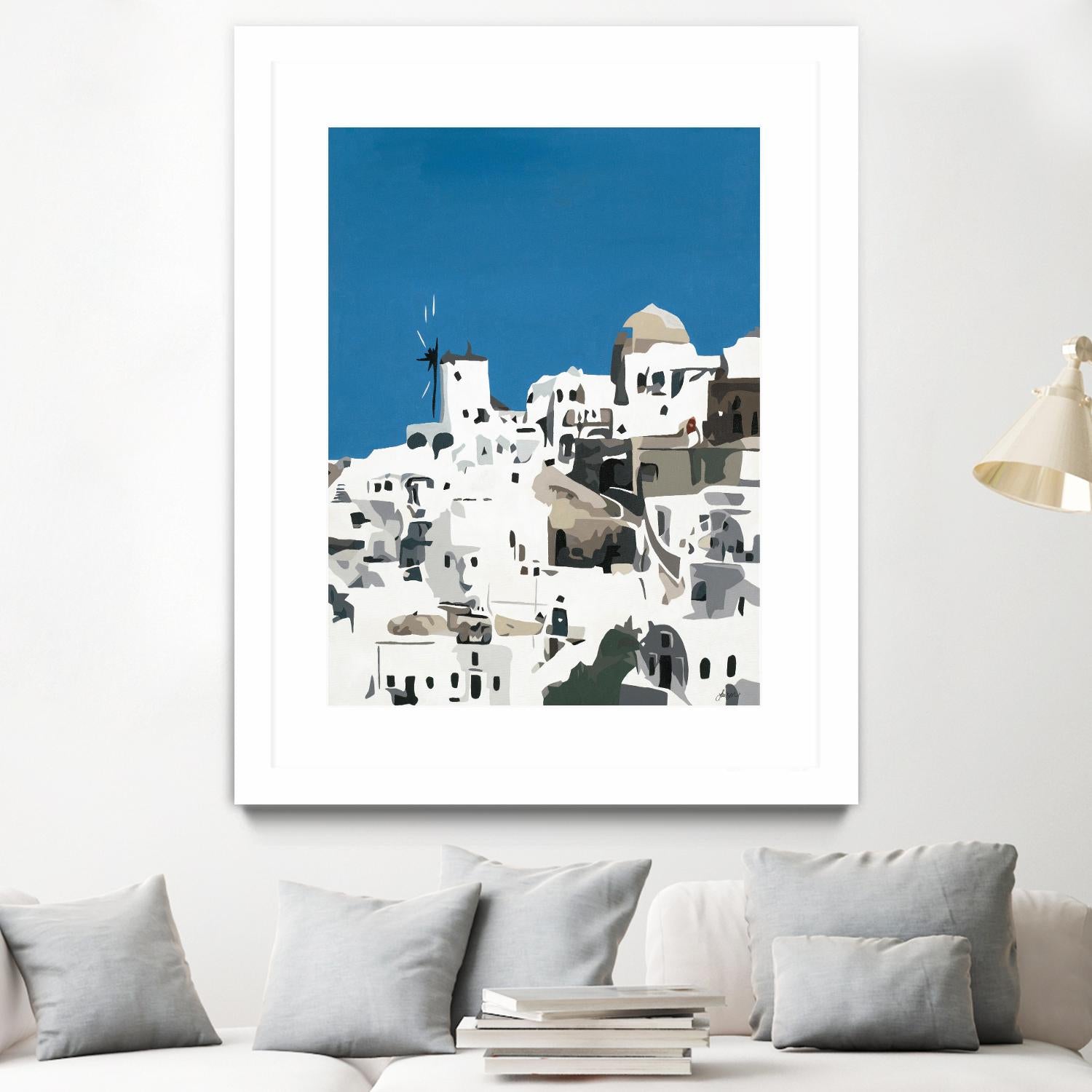 TILING AT WINDMILLS by Bethann Lawson on GIANT ART - blue and white coastal coastal