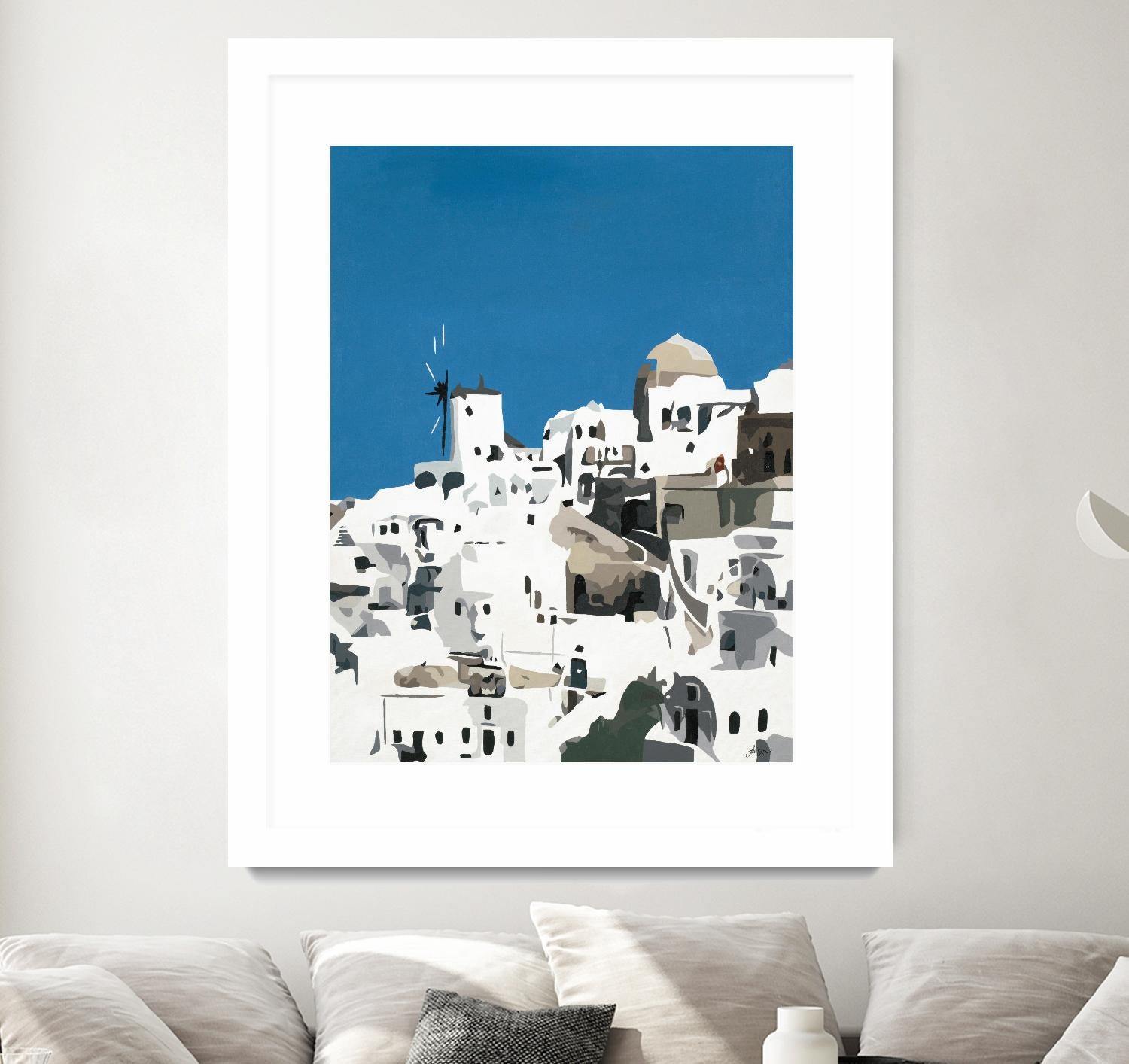 TILING AT WINDMILLS by Bethann Lawson on GIANT ART - blue and white coastal coastal