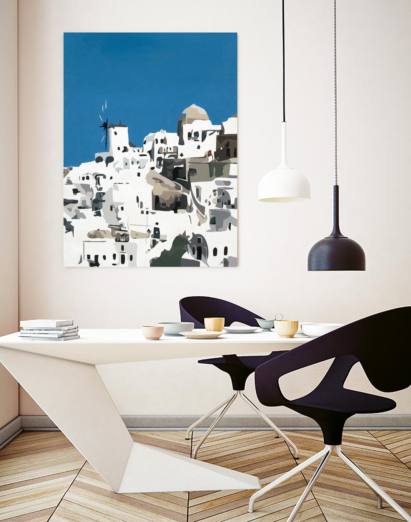 TILING AT WINDMILLS by Bethann Lawson on GIANT ART - blue and white coastal coastal