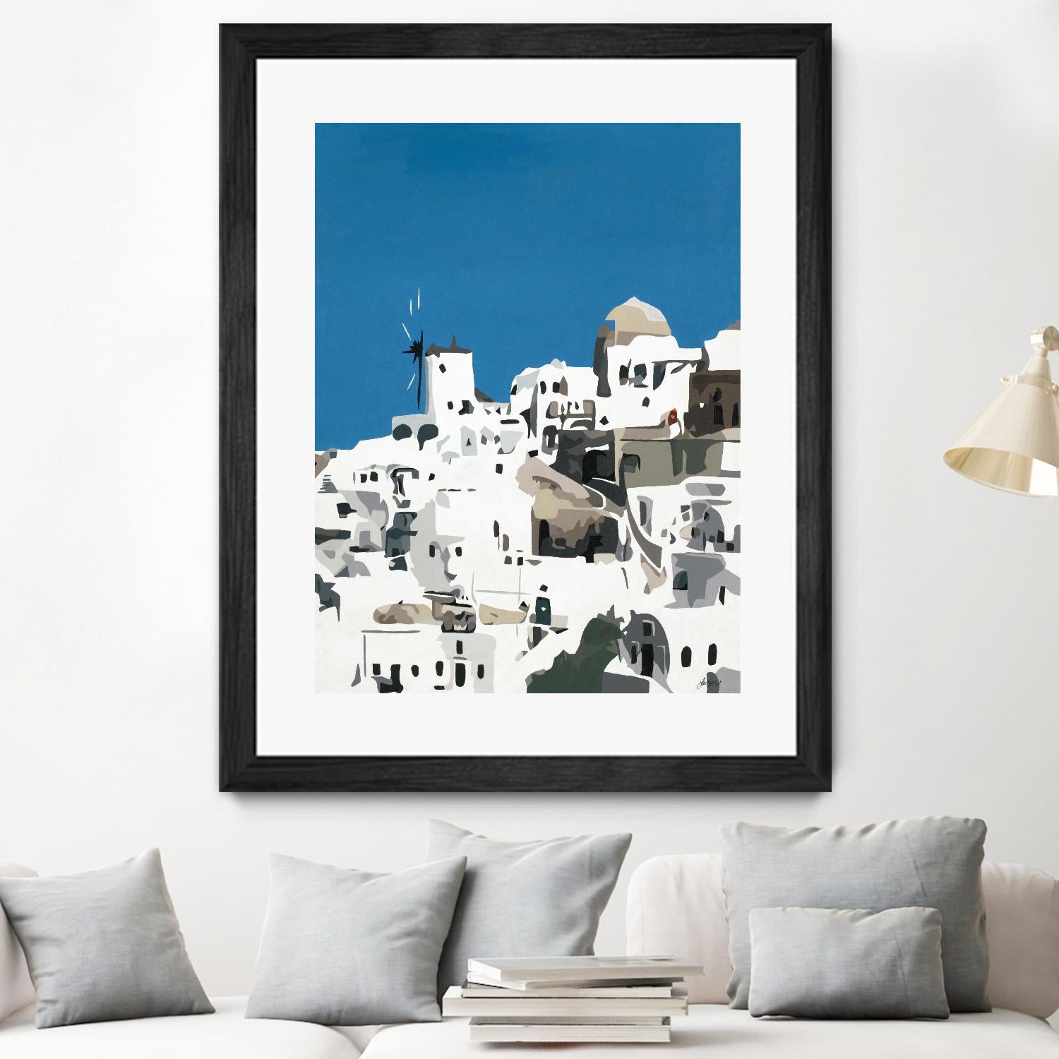 TILING AT WINDMILLS by Bethann Lawson on GIANT ART - blue and white coastal coastal