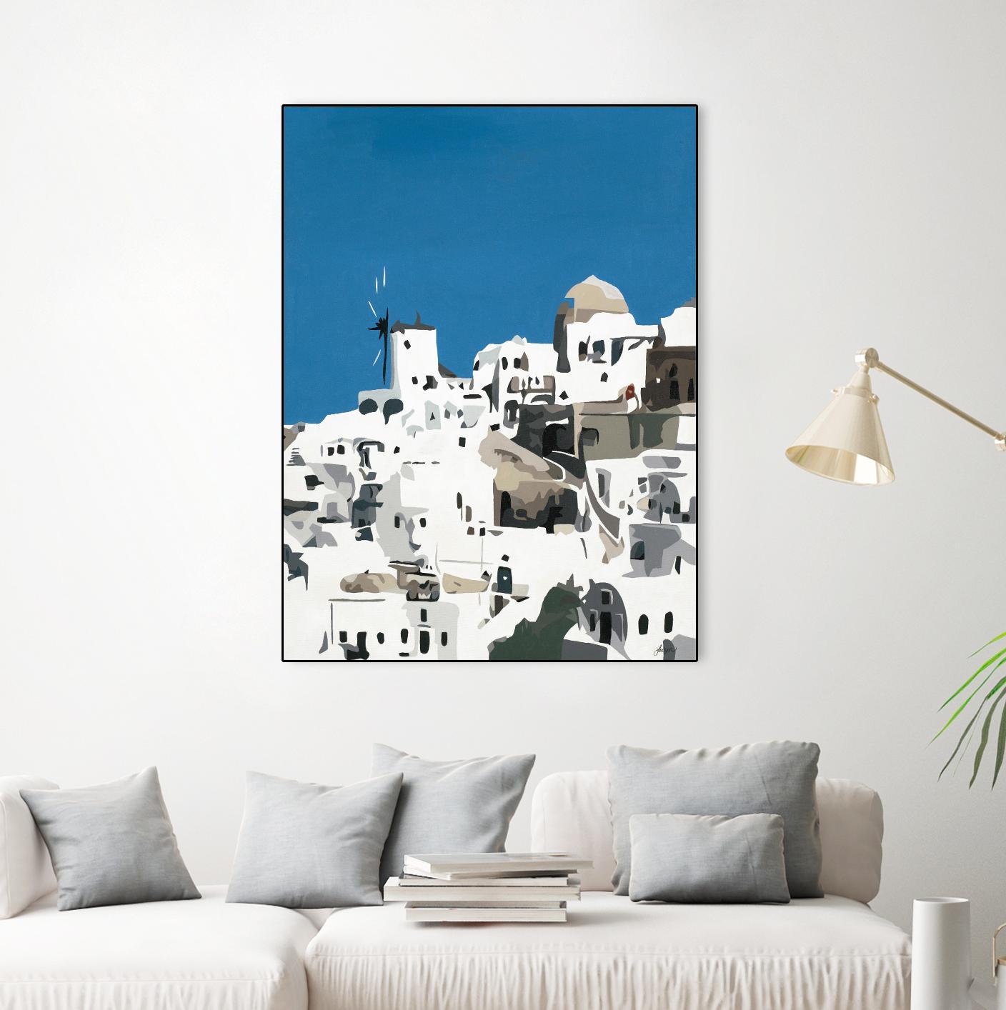 TILING AT WINDMILLS by Bethann Lawson on GIANT ART - blue and white coastal coastal